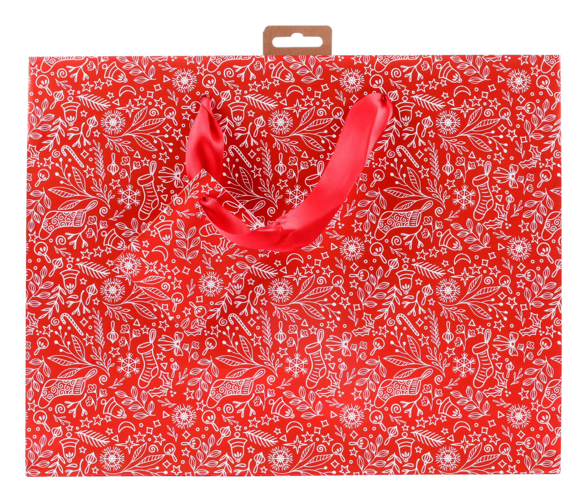 Clairefontaine 5x Geschenktasche Shopper rot & weiß 32x13x24,5 cm Rot 212917C