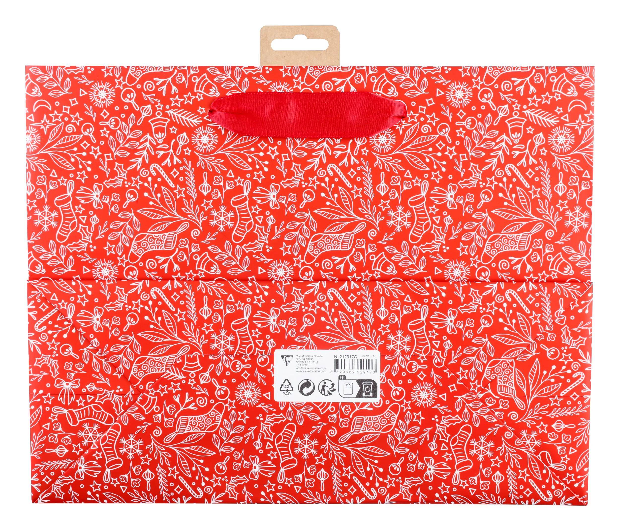 Clairefontaine 5x Geschenktasche Shopper rot & weiß 32x13x24,5 cm Rot 212917C