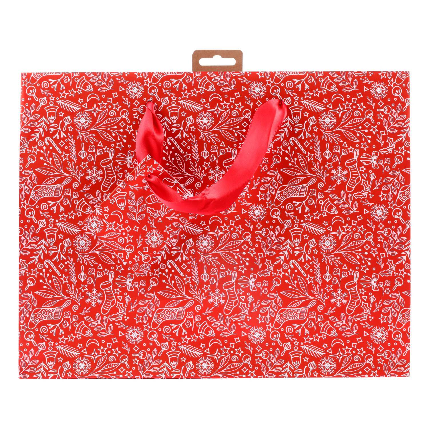 Clairefontaine 5x Geschenktasche Shopper rot & weiß 32x13x24,5 cm Rot 212917C