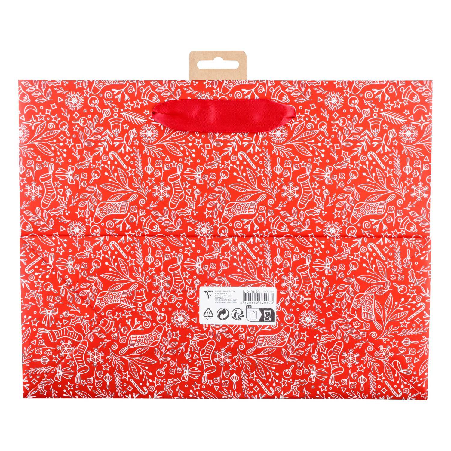 Clairefontaine 5x Geschenktasche Shopper rot & weiß 32x13x24,5 cm Rot 212917C