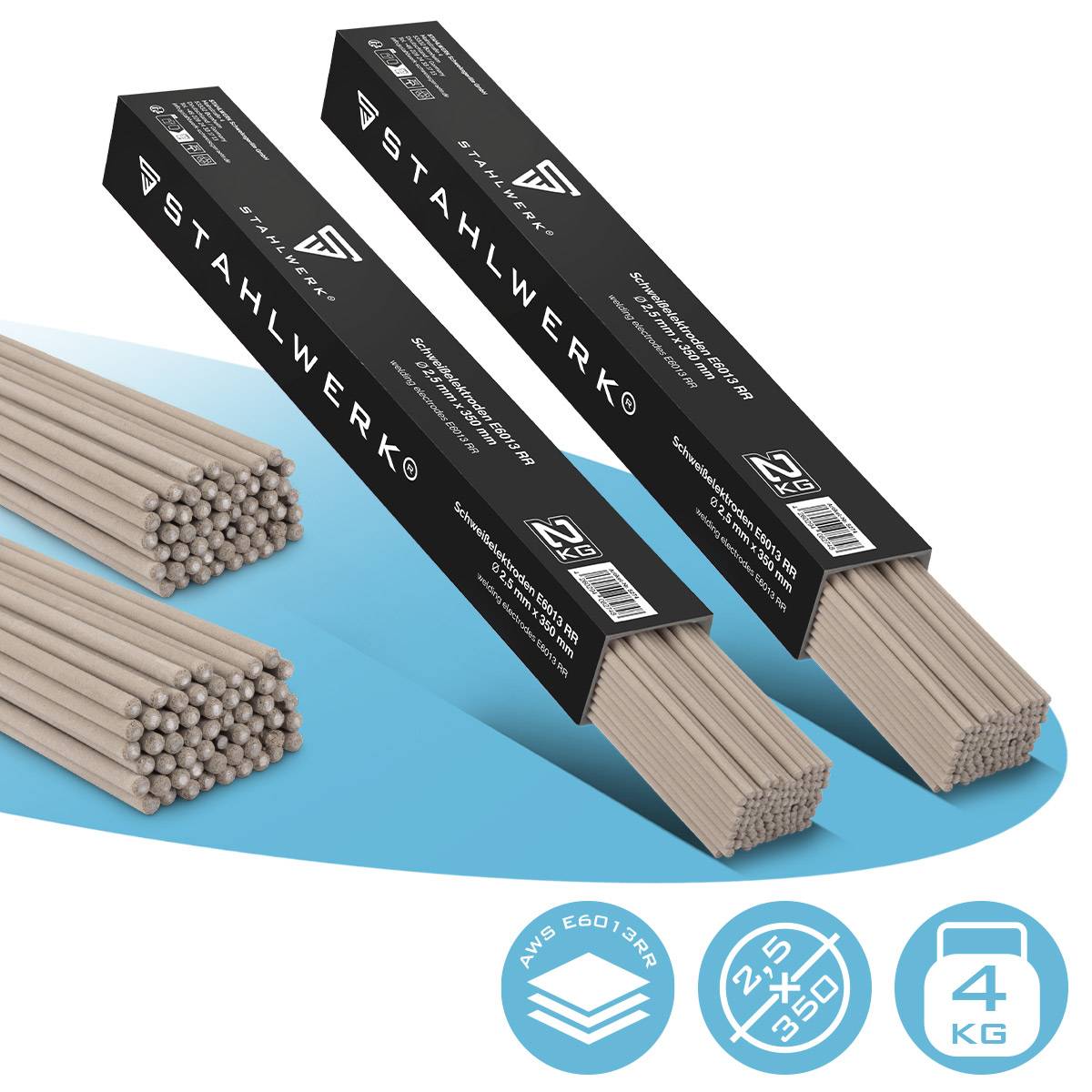 STAHLWERK 2 x Stabelektroden AWS E6013RR dick rutilumhüllt 2,5 x 350 mm 2 kg