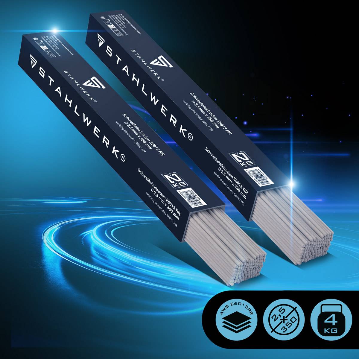 STAHLWERK 2 x Stabelektroden AWS E6013RR dick rutilumhüllt 2,5 x 350 mm 2 kg