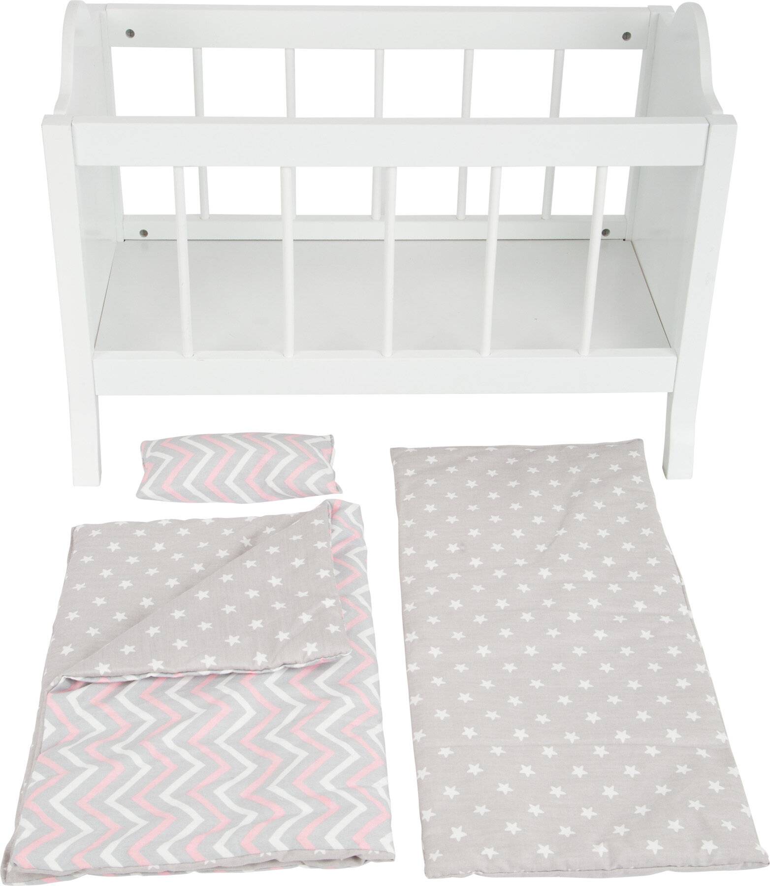 small foot 11778 Puppengitterbett aus Holz mit weicher Matratze