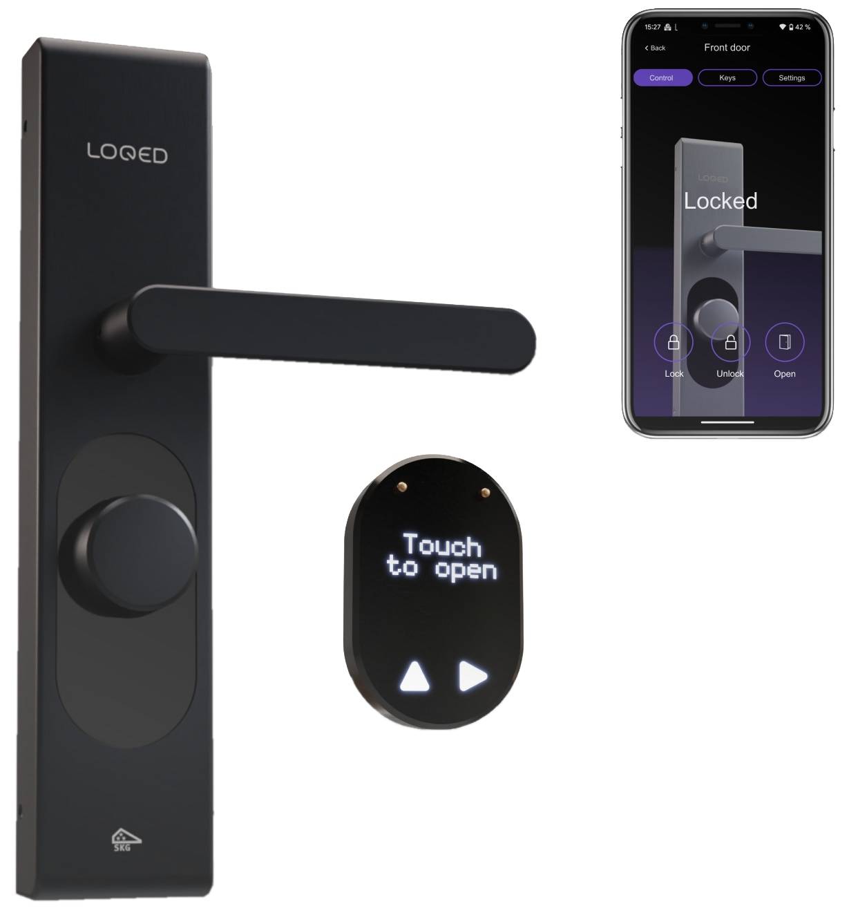 LOQED Smart-Türschloss (schwarz) (WiFi / BT)