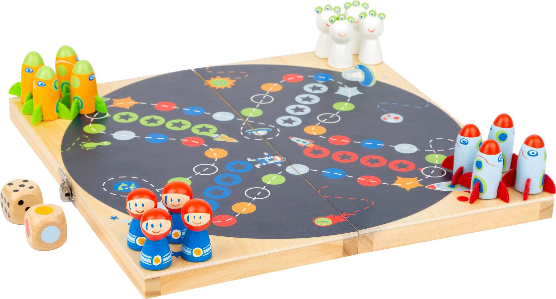 small foot Ludo Space aus Holz, Brettspiel in Klappbox ab 4 Jahren