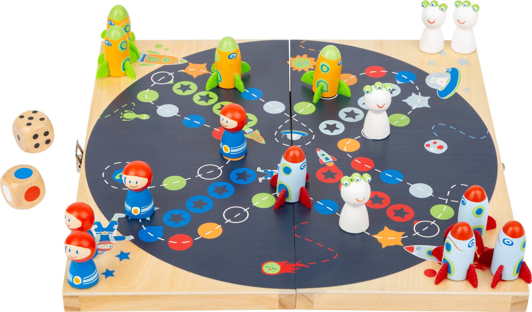 small foot Ludo Space aus Holz, Brettspiel in Klappbox ab 4 Jahren