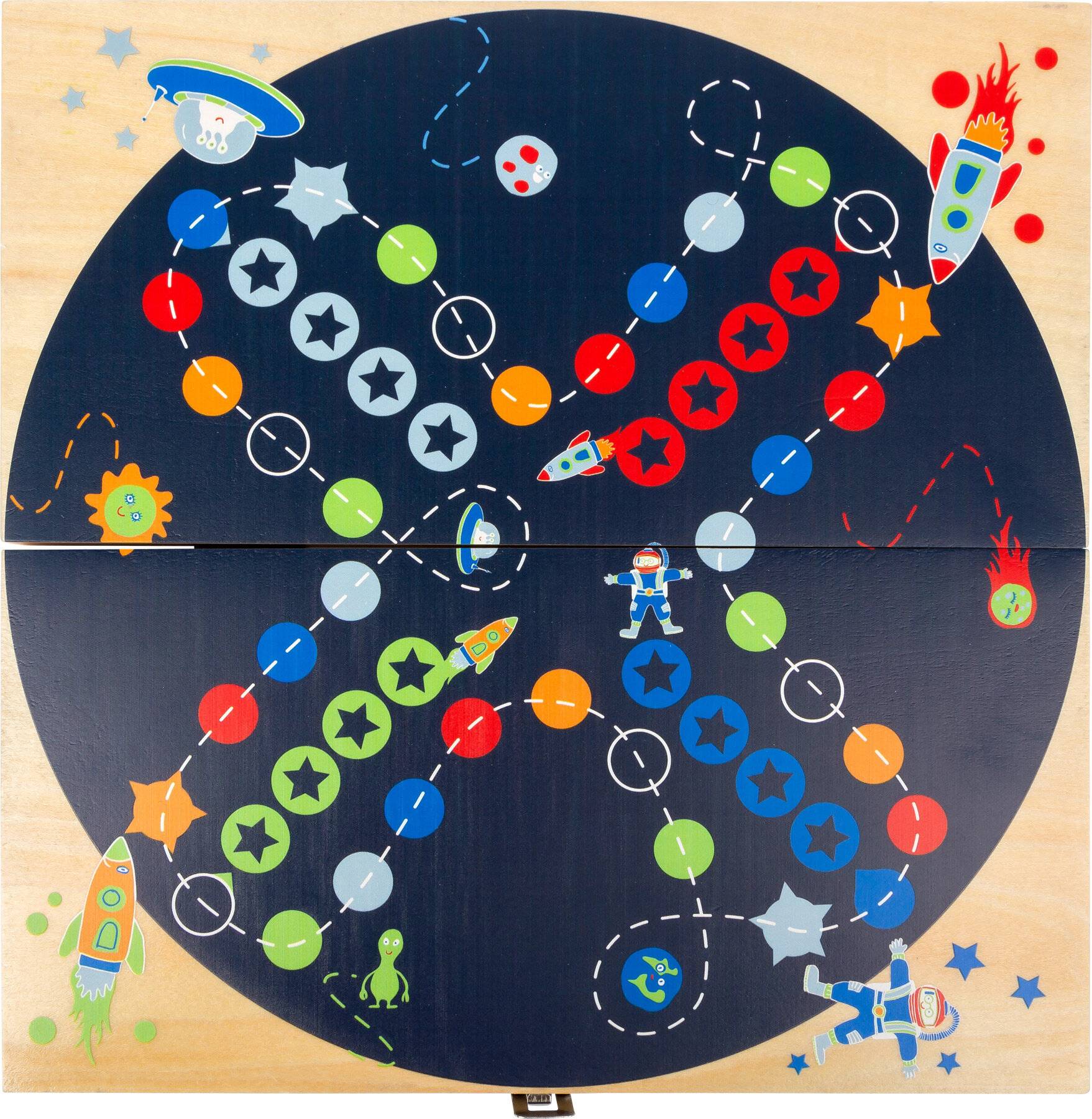 small foot Ludo Space aus Holz, Brettspiel in Klappbox ab 4 Jahren