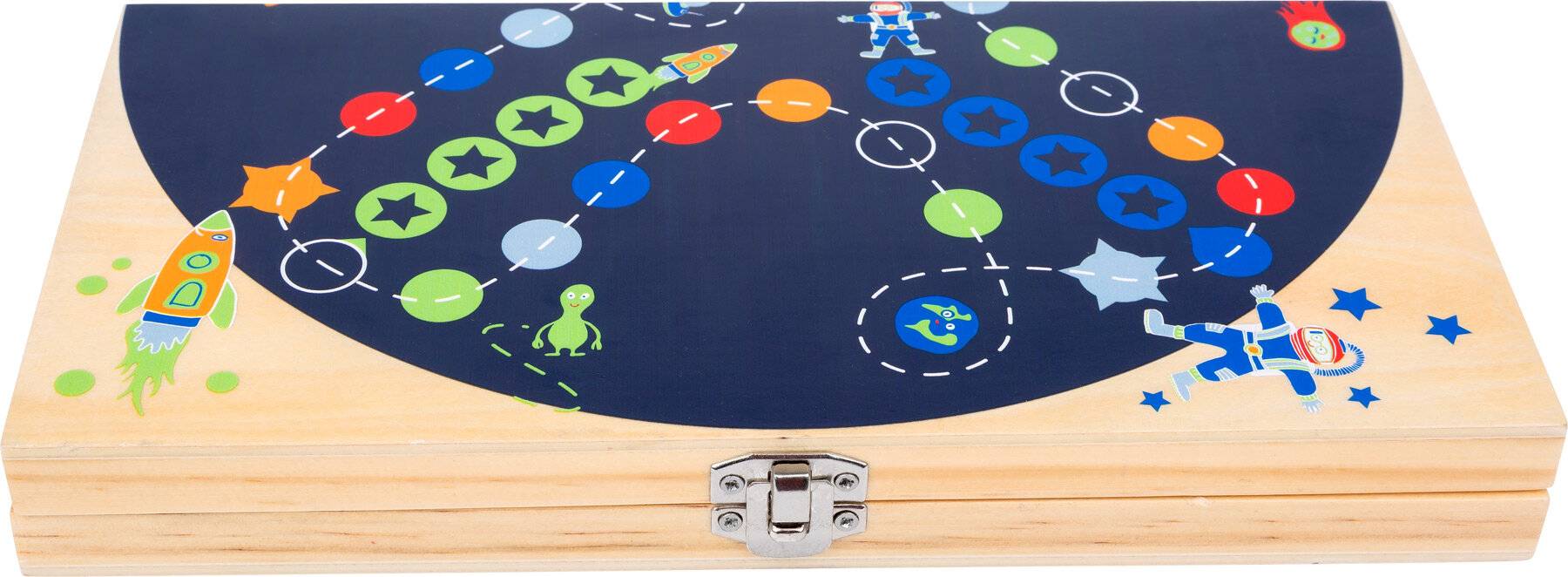 small foot Ludo Space aus Holz, Brettspiel in Klappbox ab 4 Jahren