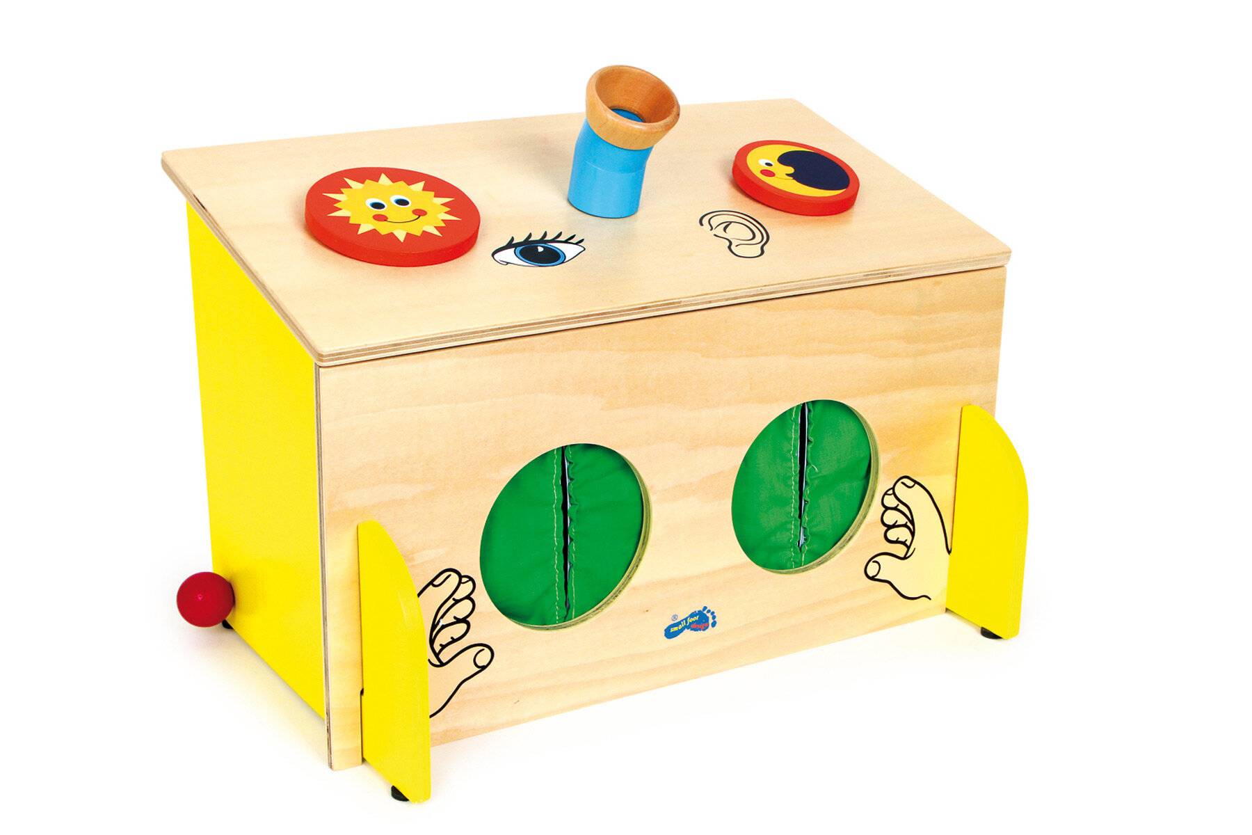 small foot Fühl-Box aus Holz, Sinnesspiel, schult spielerisch den Tast- Hör- und Sehsinn, ab 3 Jahren, 6989
