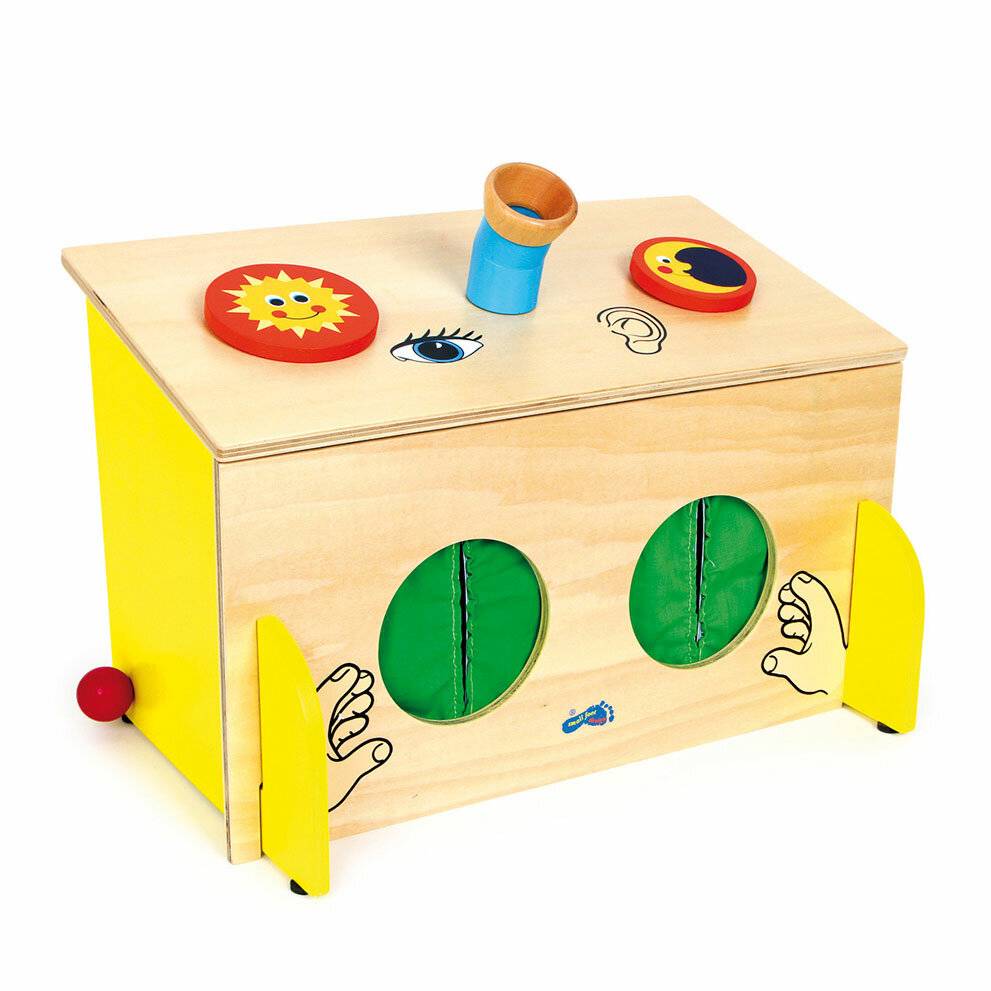small foot Fühl-Box aus Holz, Sinnesspiel, schult spielerisch den Tast- Hör- und Sehsinn, ab 3 Jahren, 6989