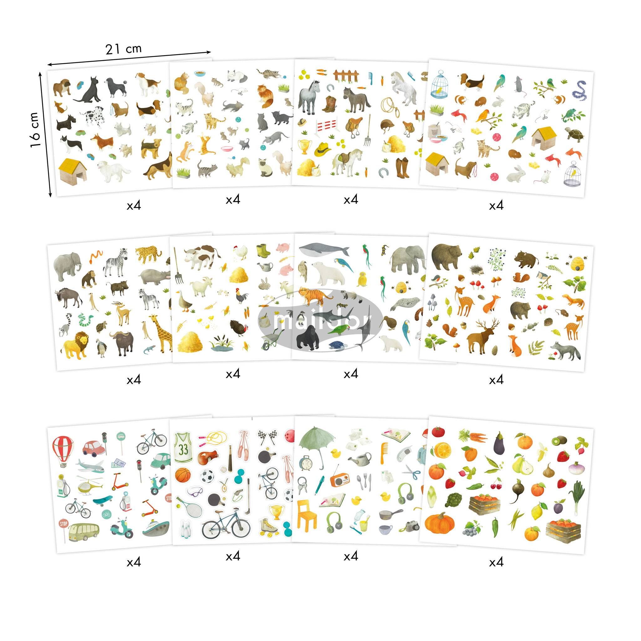 Maildor Mimi Stick', 48 Stickerbogen 21x16cm, Sortierung - Mehrfarbig AE017O