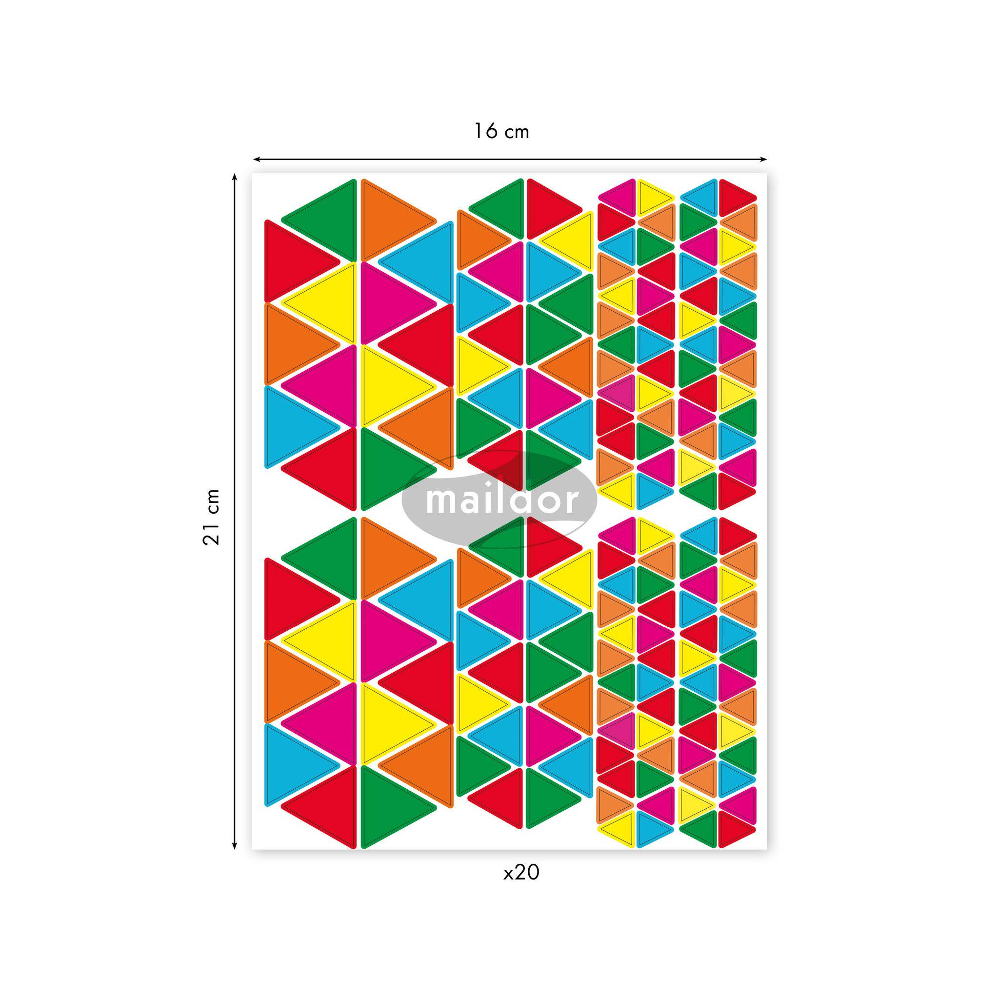 Maildor Geometrisch, 20 Stickerbogen 16x21cm, Dreiecke - Mehrfarbig AE119O