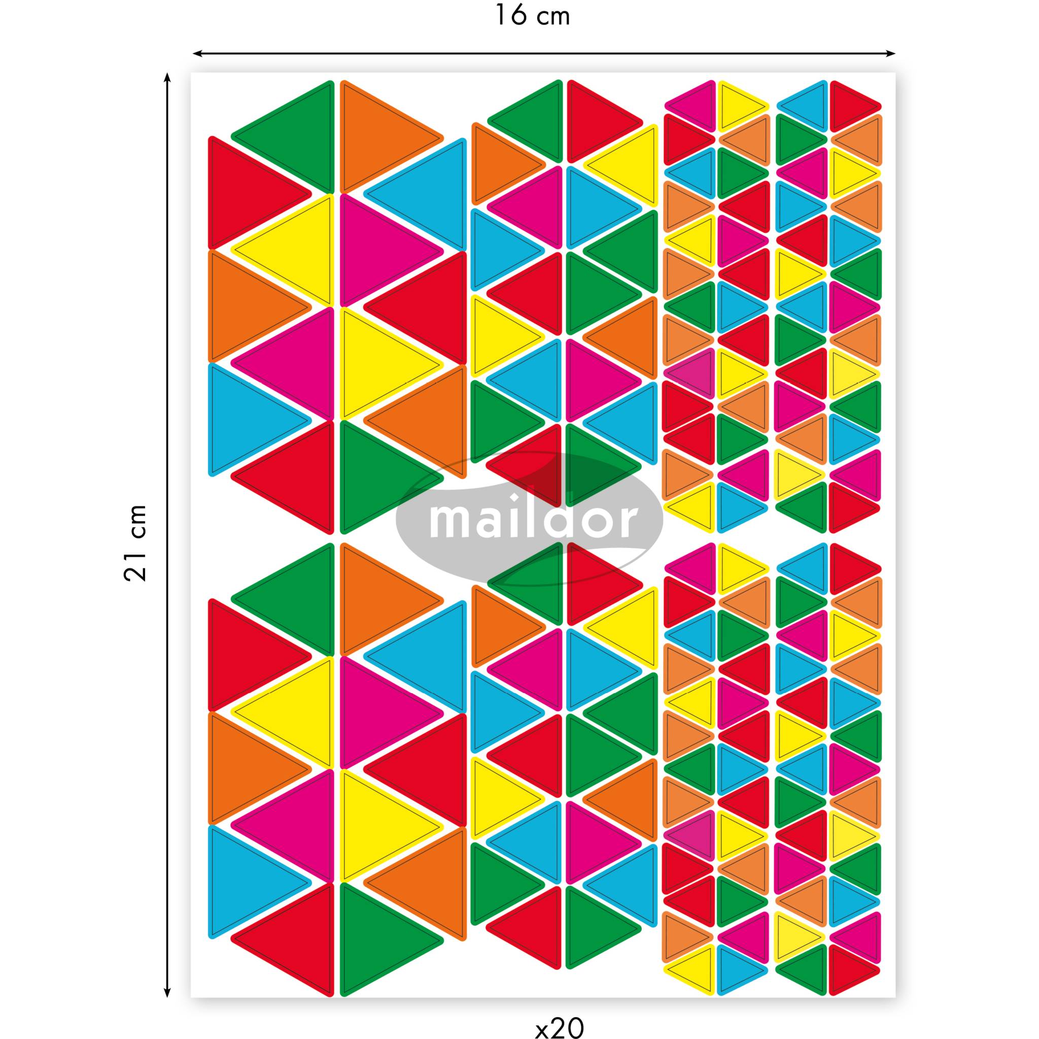 Maildor Geometrisch, 20 Stickerbogen 16x21cm, Dreiecke - Mehrfarbig AE119O