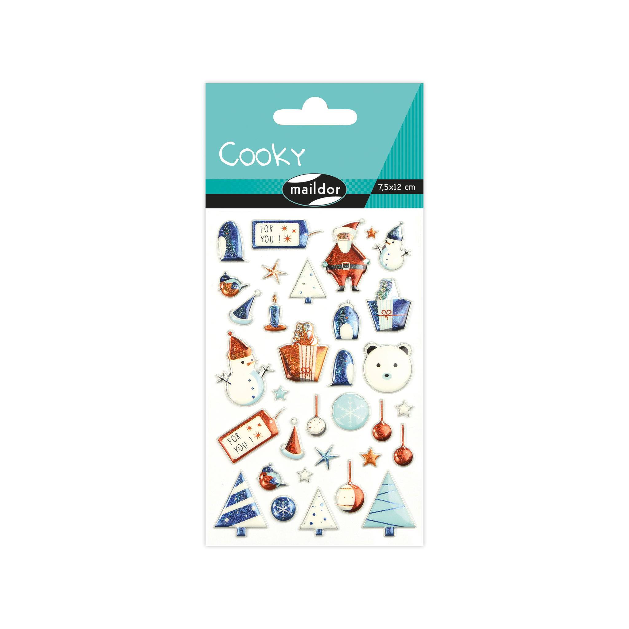 Maildor Cooky, 8 Stickerbogen 7,5x12cm, Weihnachten 2 Mehrfarbig CY103C