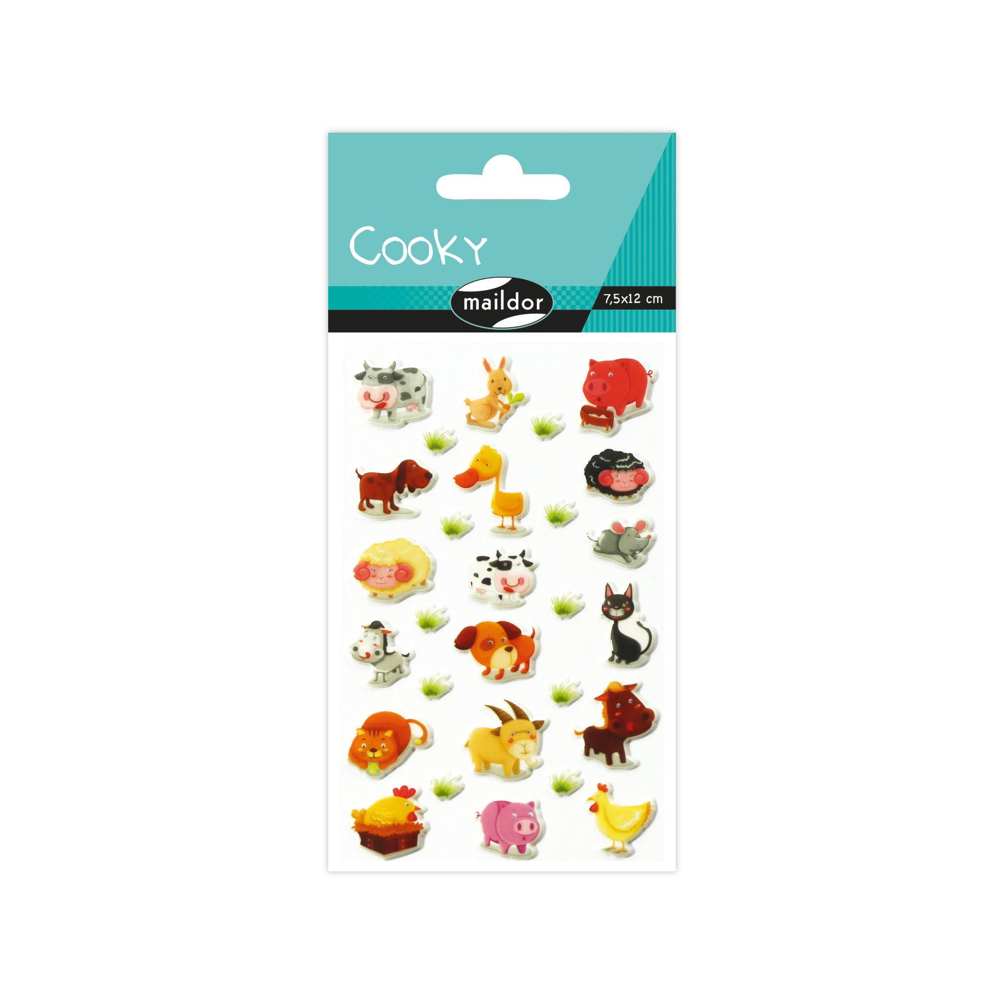Maildor Cooky, 8 Stickerbogen 7,5x12cm, Nr. 2, Tiere Mehrfarbig 560426C