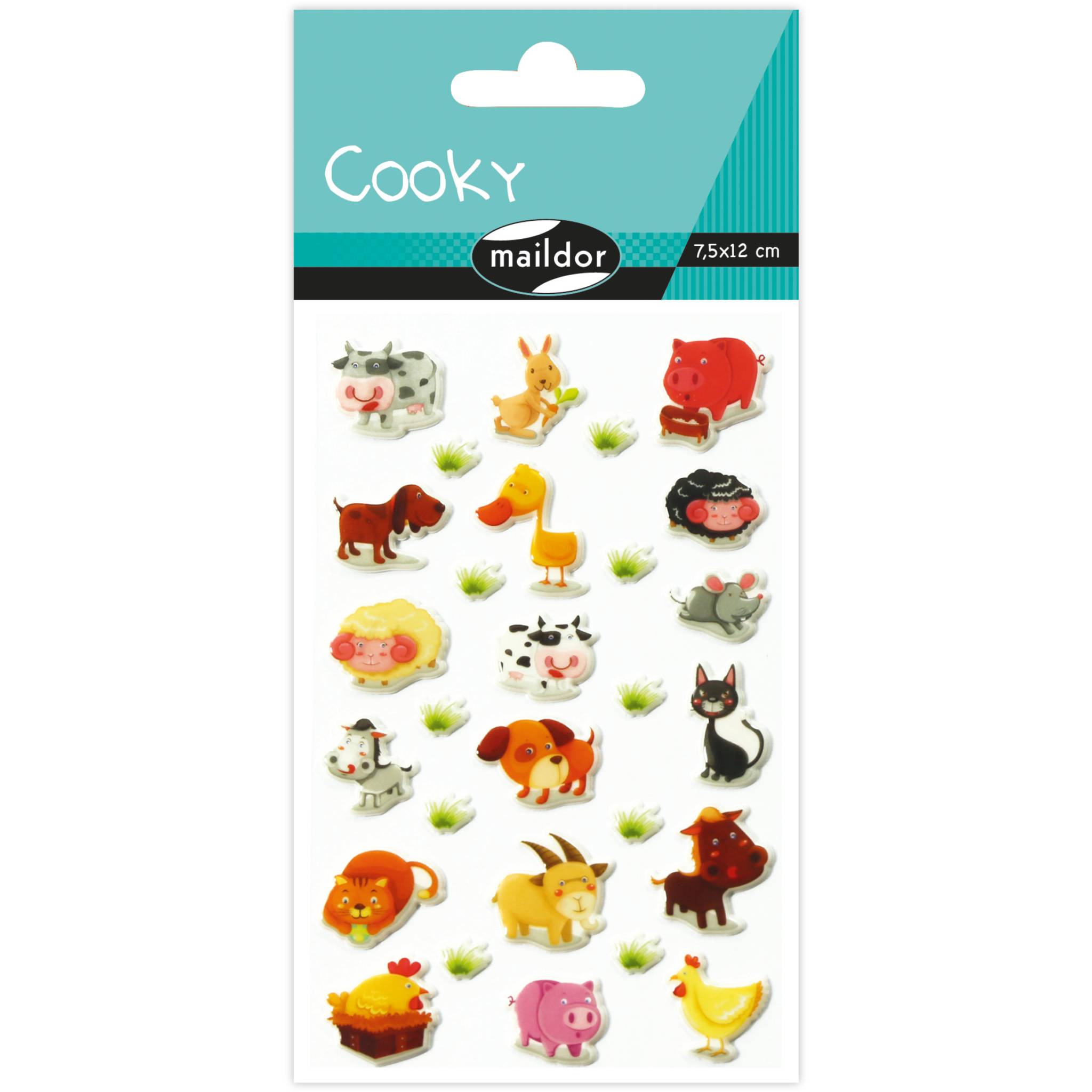 Maildor Cooky, 8 Stickerbogen 7,5x12cm, Nr. 2, Tiere Mehrfarbig 560426C