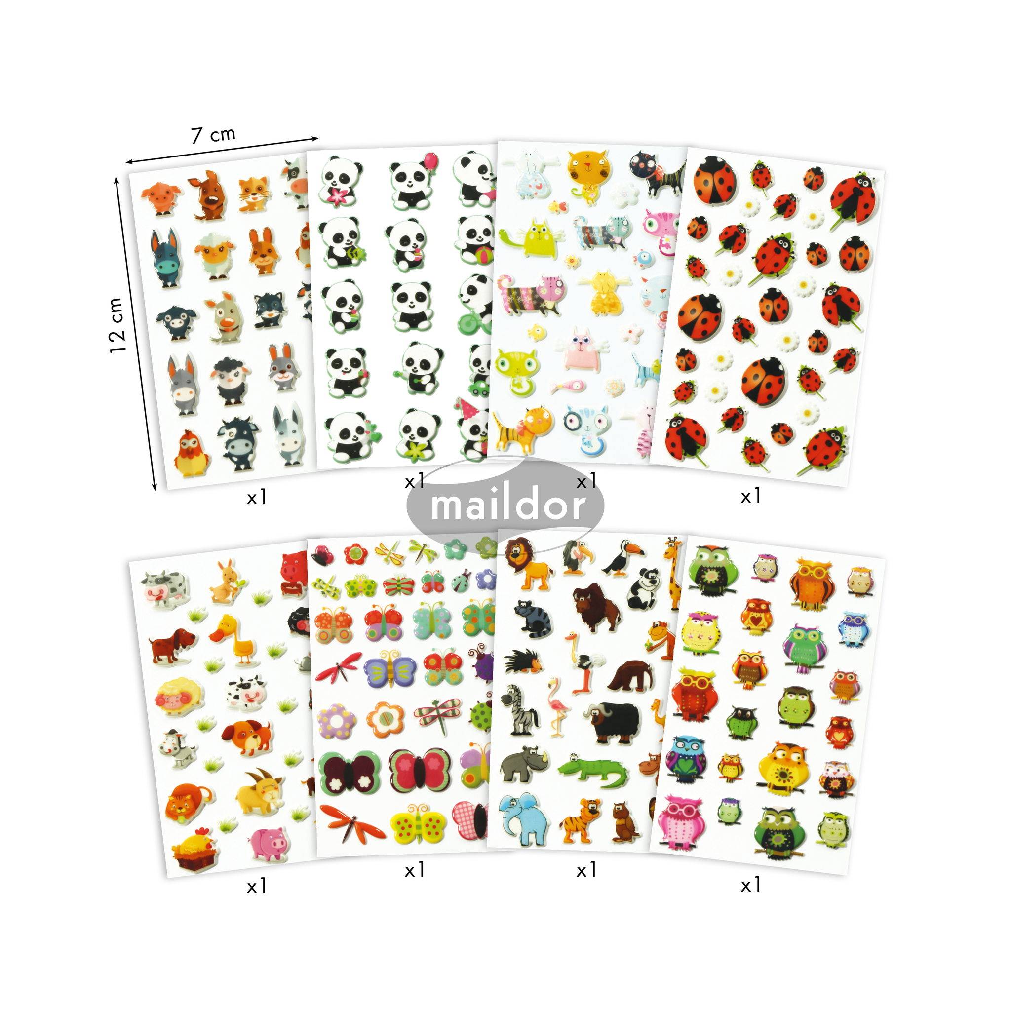 Maildor Cooky, 8 Stickerbogen 7,5x12cm, Nr. 2, Tiere Mehrfarbig 560426C