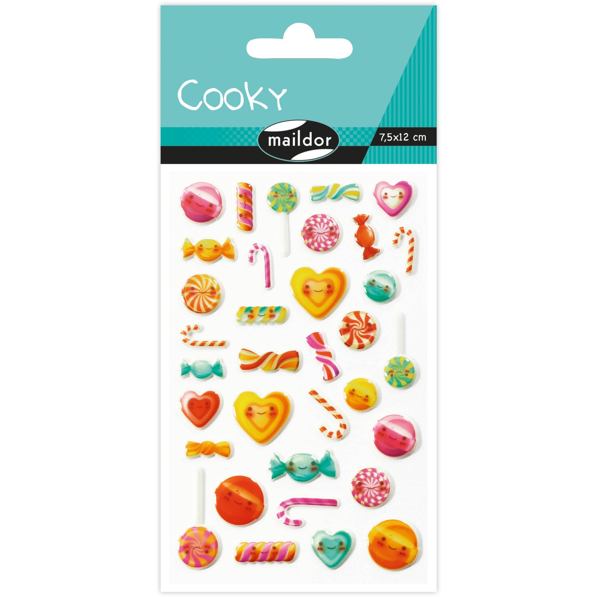 Maildor Set mit 8 Bögen Stickers Cooky 7,5x12cm - Mehrfarbig 560429C