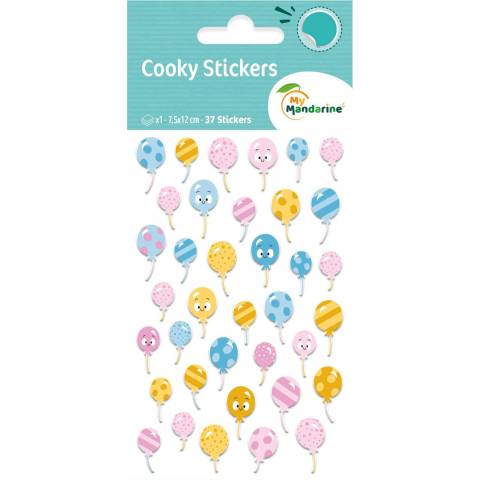 Maildor 10x Cooky, 1 Stickerbogen 7,5x12cm, Luftballons - Mehrfarbig CY116C
