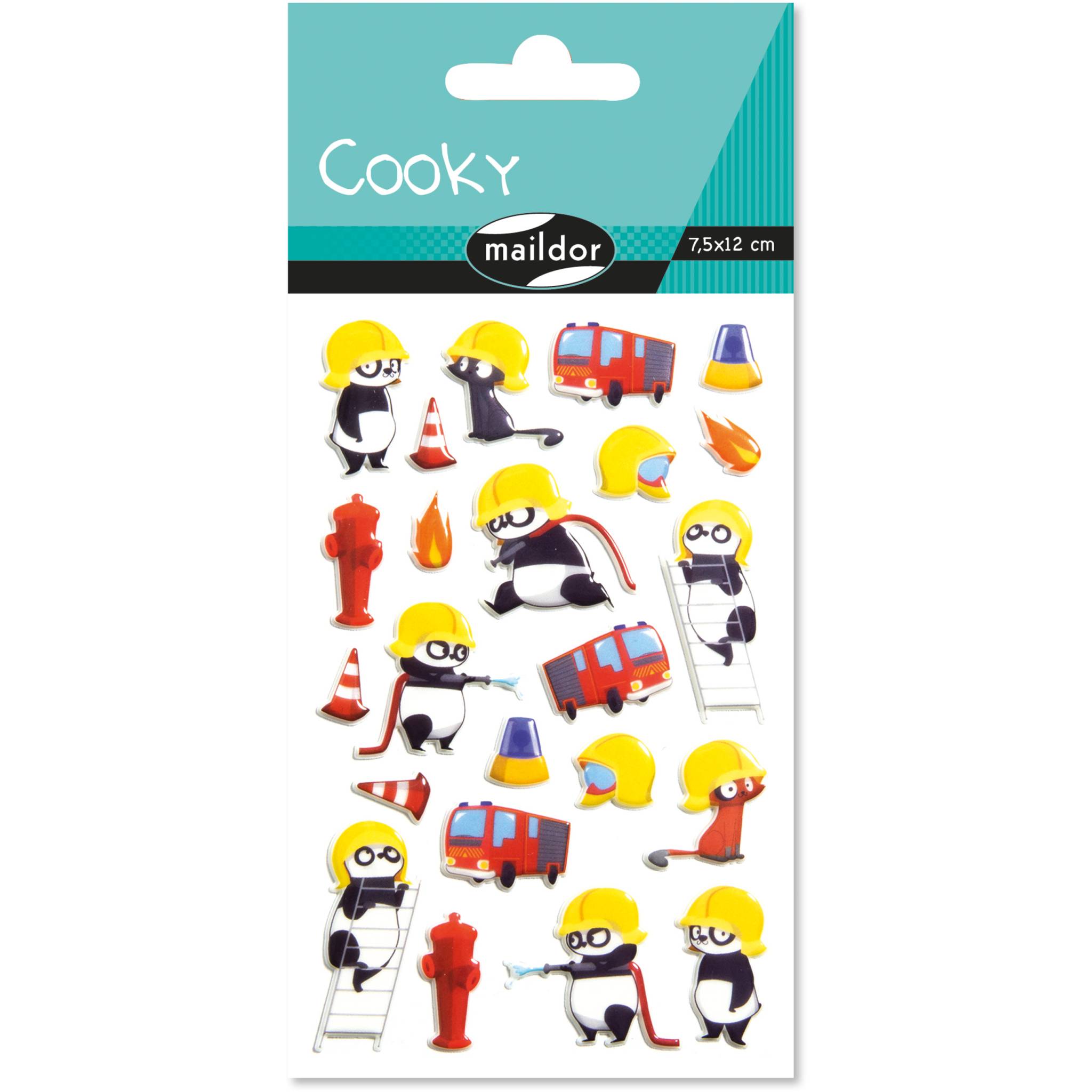 Maildor 10x Cooky, 1 Stickerbogen 7,5x12cm, Feuerwehr - Mehrfarbig CY115C