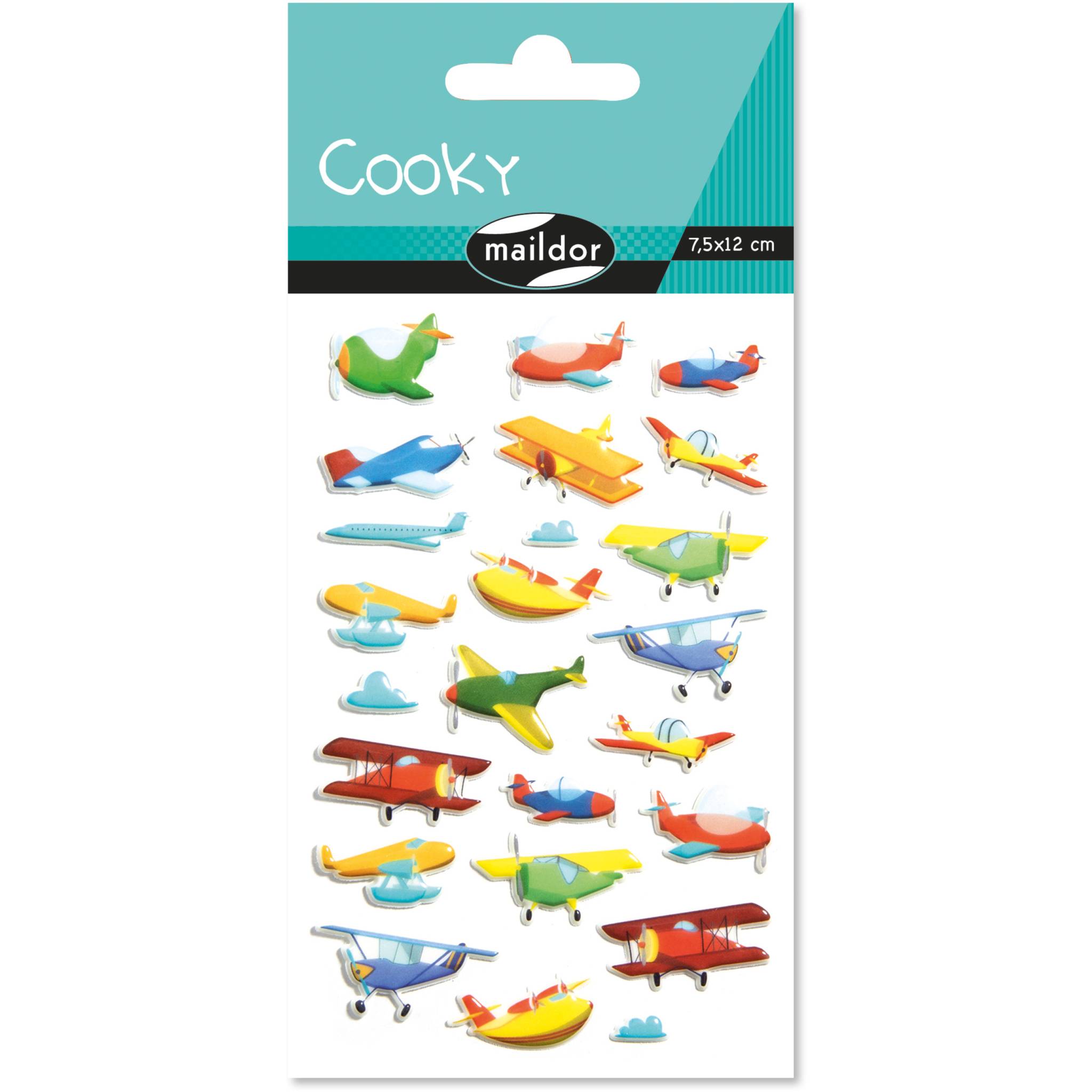 Maildor 10x Cooky, 1 Stickerbogen 7,5x12cm, Flugzeug - Mehrfarbig CY113C