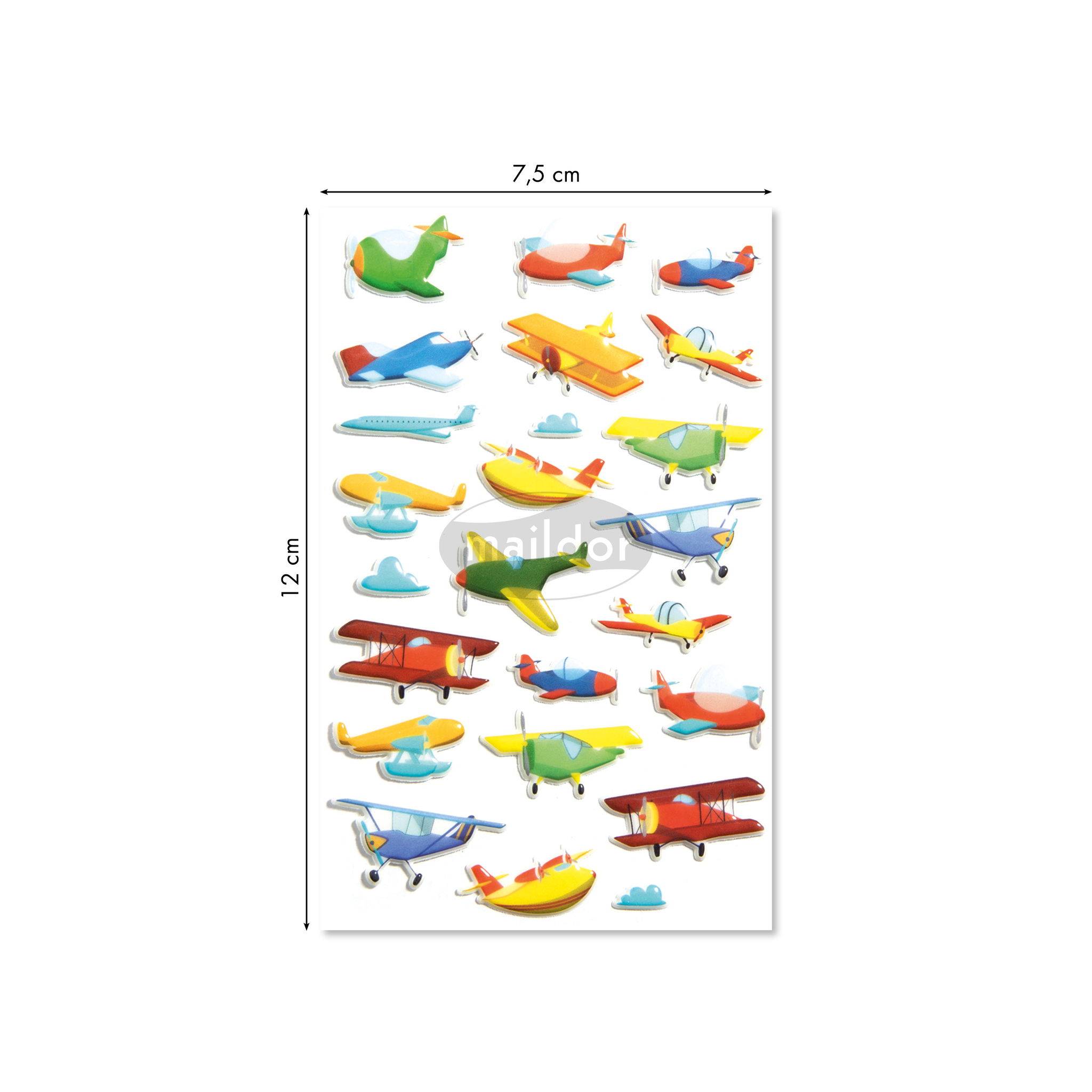 Maildor 10x Cooky, 1 Stickerbogen 7,5x12cm, Flugzeug - Mehrfarbig CY113C