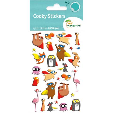Maildor 10x Cooky, 1 Stickerbogen 7,5x12cm, Superhelden-Tiere Mehrfarbig CY112C