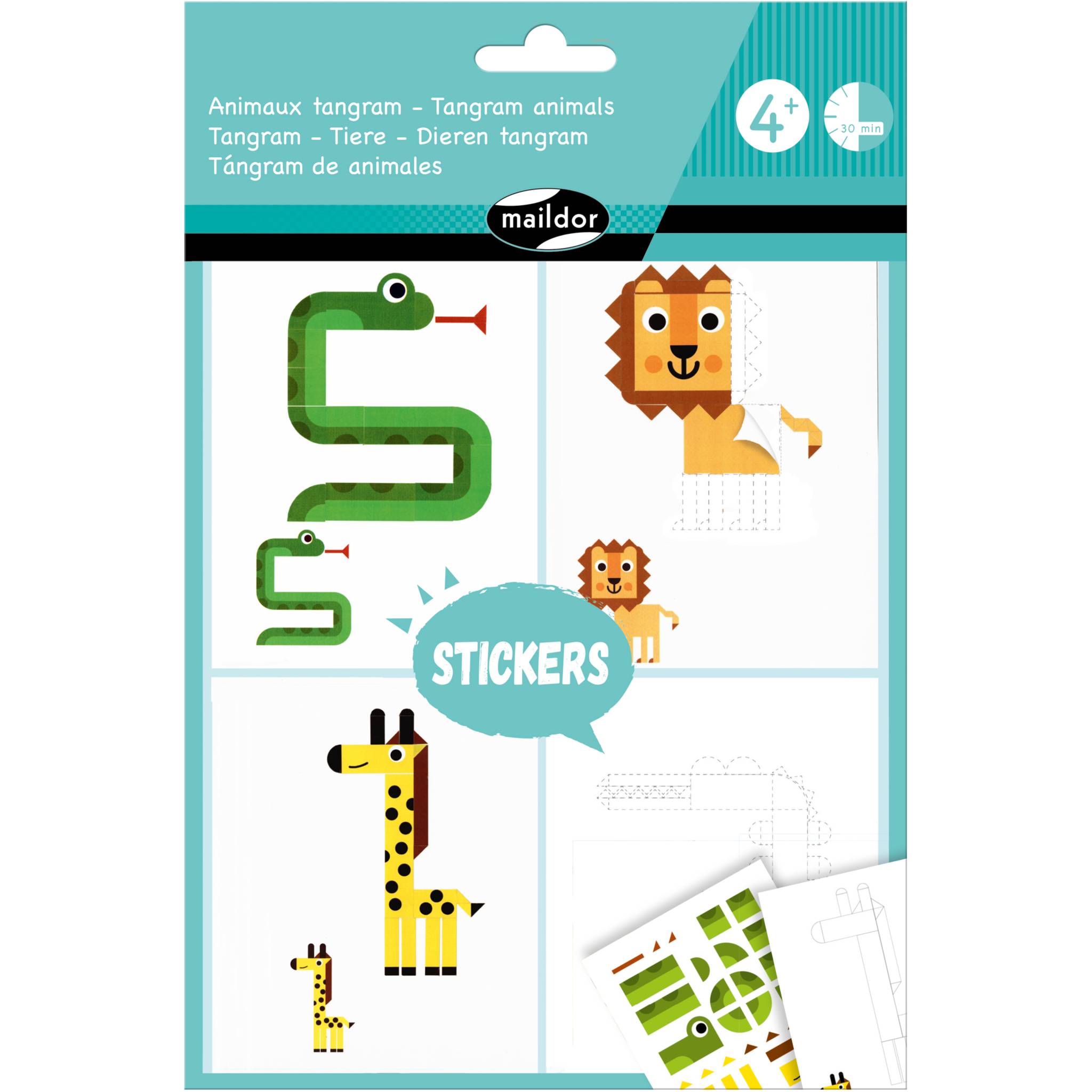 Maildor 10x Kreativset, Tangram-Tiere - Mehrfarbig AF023C