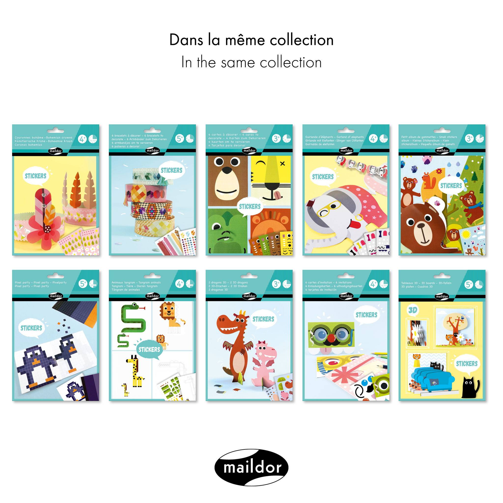 Maildor 10x Kreativset, 3D-Tafeln - Mehrfarbig AF026C