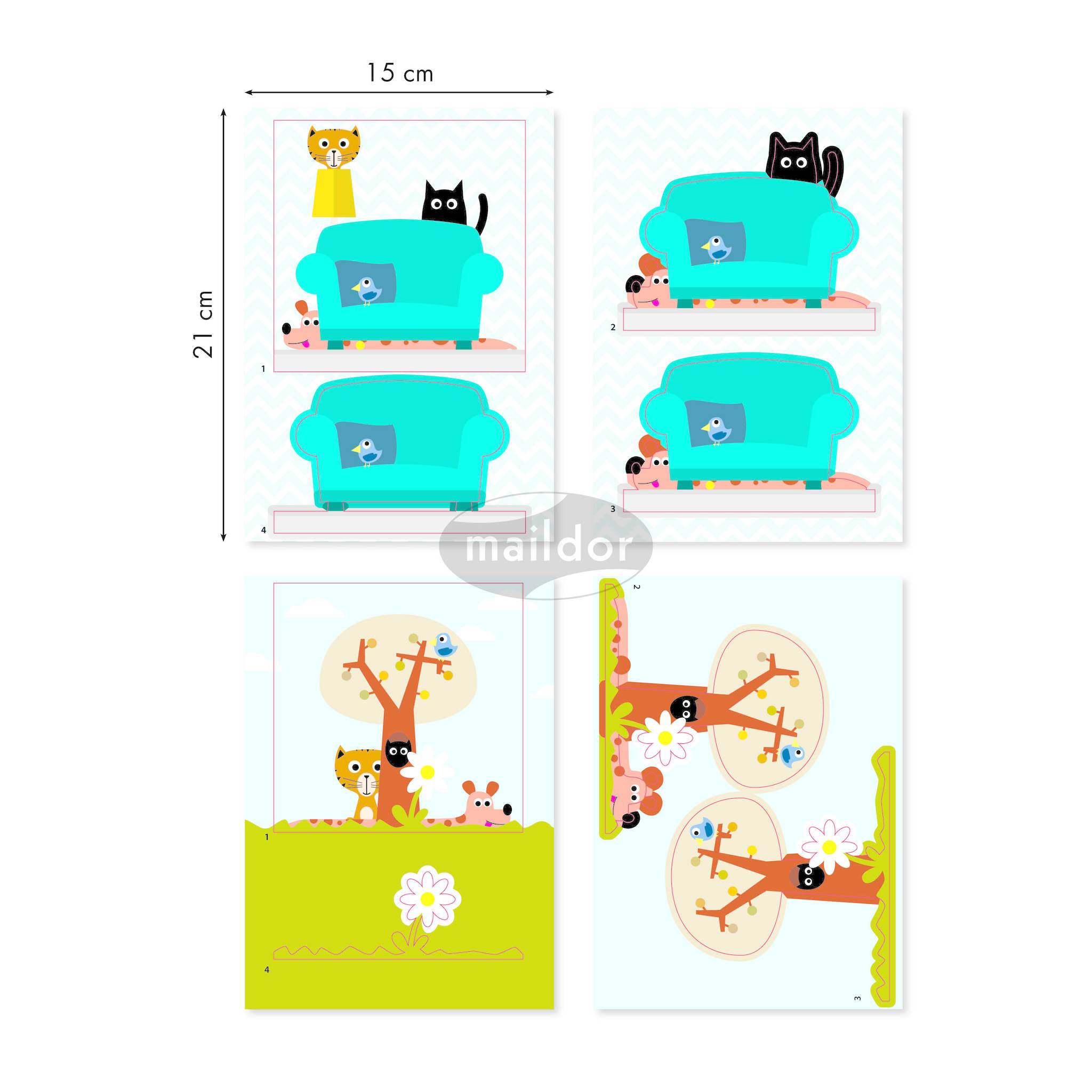 Maildor 10x Kreativset, 3D-Tafeln - Mehrfarbig AF026C