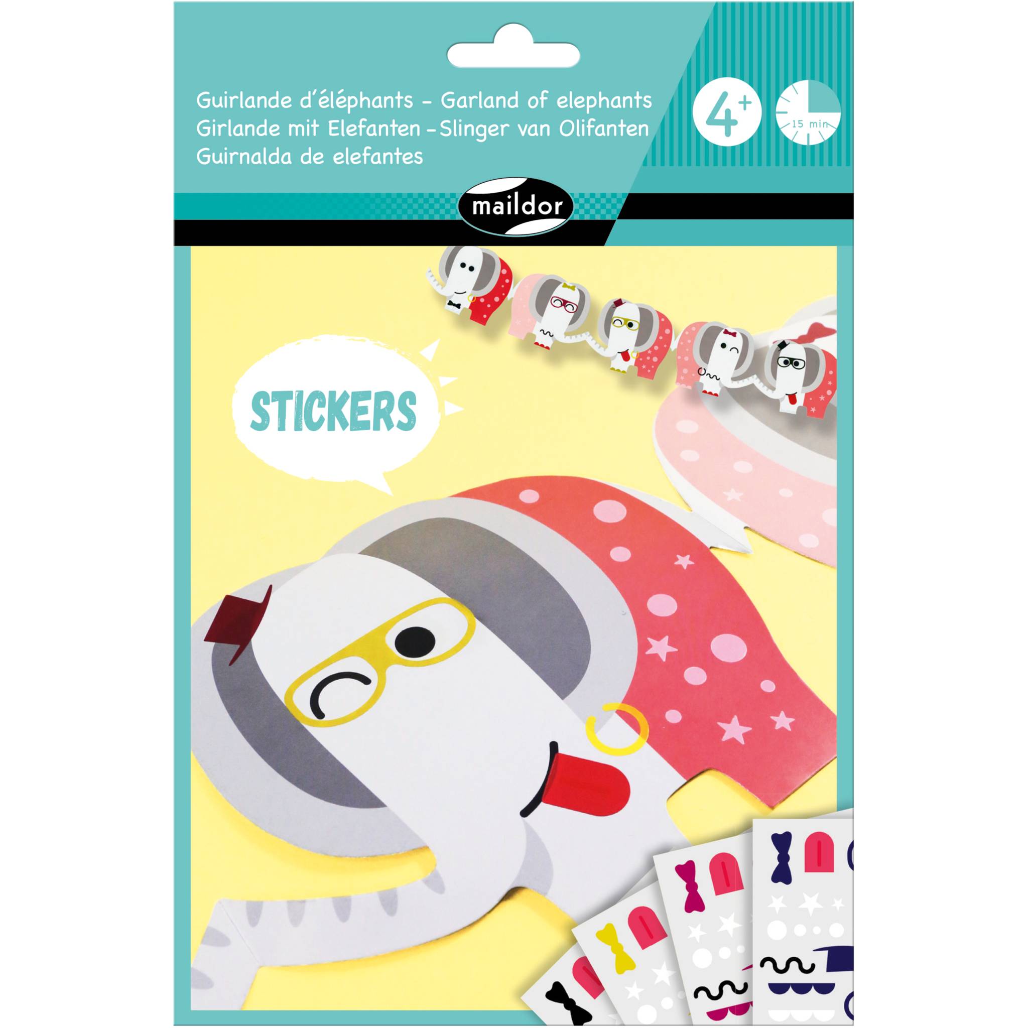 Maildor 10x Kreativset, Elefantengirlande - Mehrfarbig AF020C