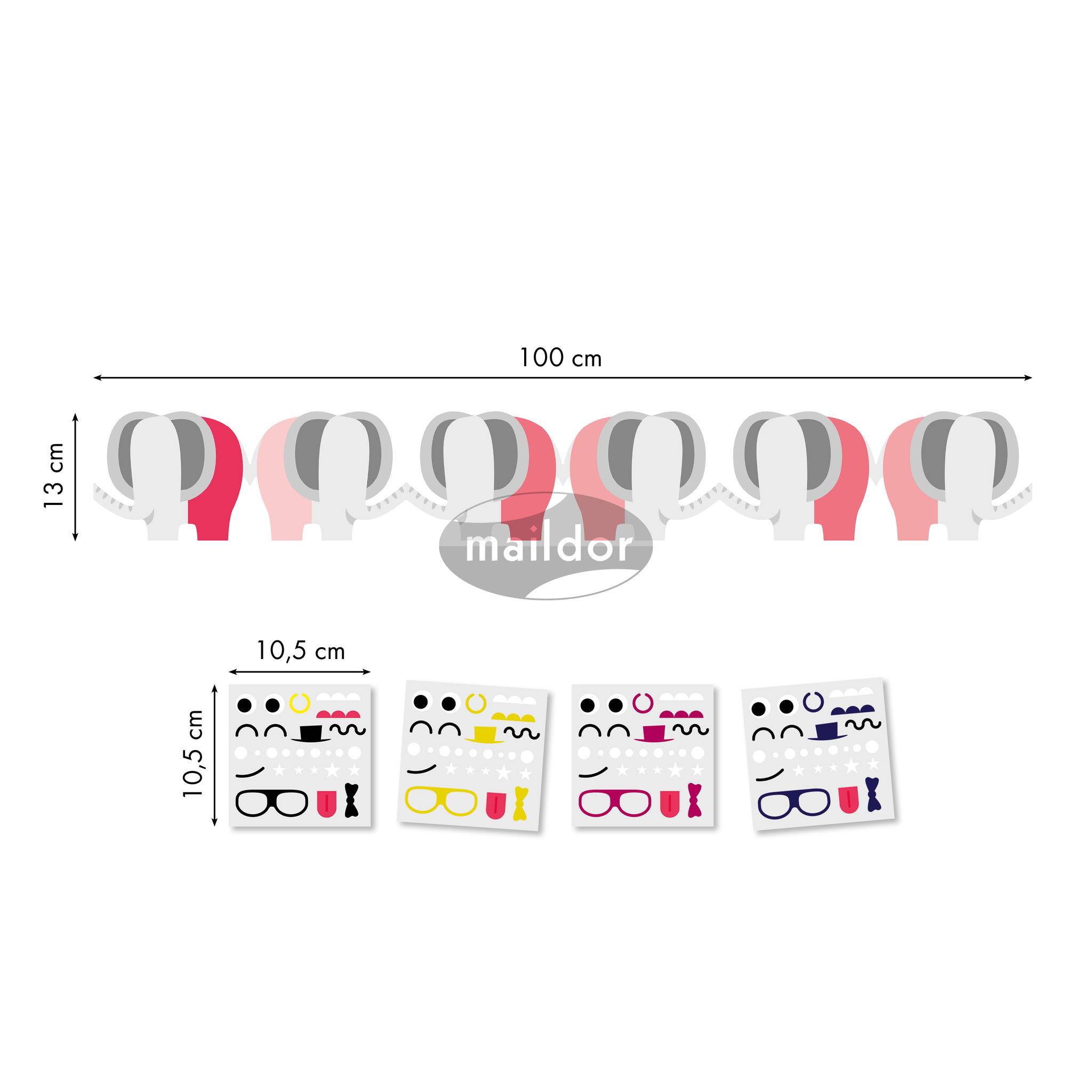 Maildor 10x Kreativset, Elefantengirlande - Mehrfarbig AF020C