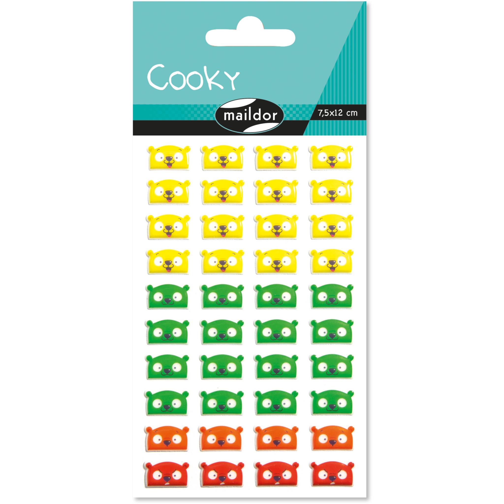 Maildor 10x Cooky, 1 Stickerbogen 7,5x12cm, Bärenköpfe Emoticons CY119C