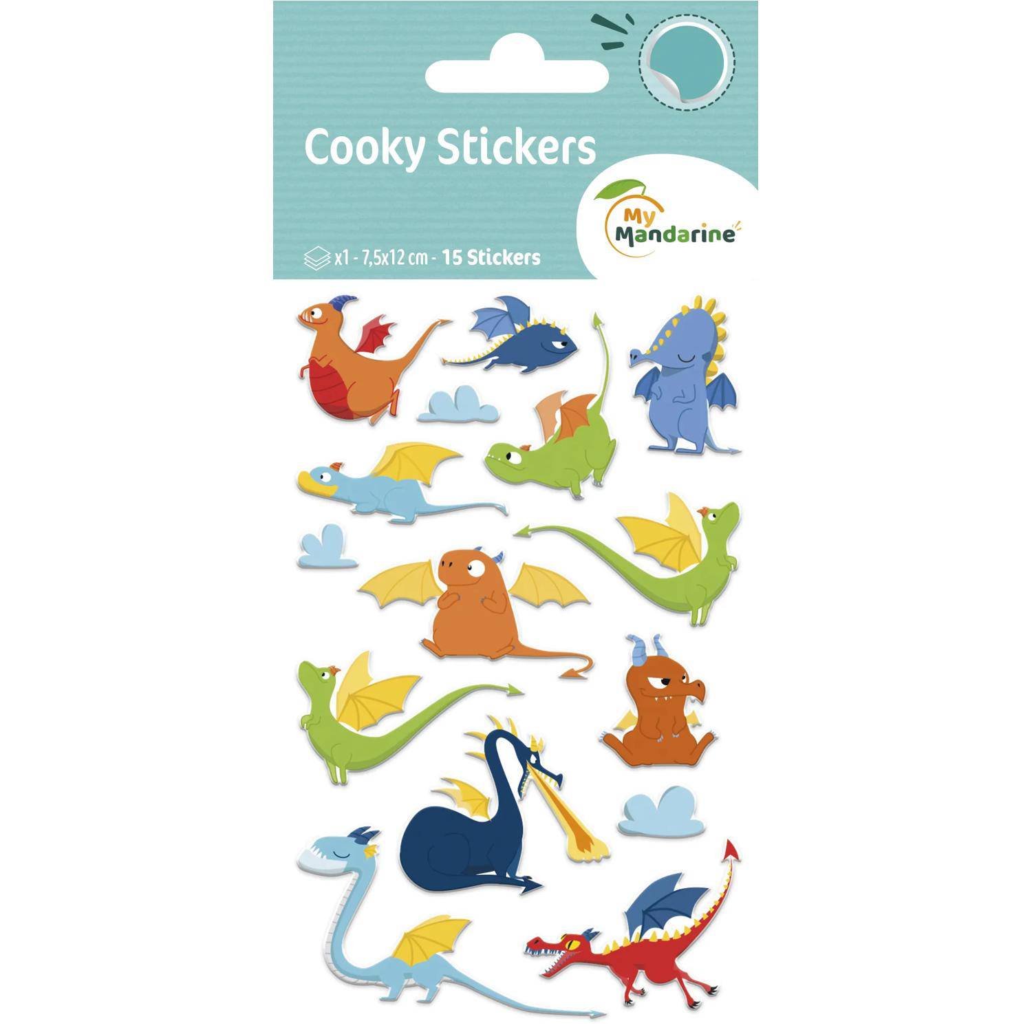 Maildor 10x Cooky, 1 Stickerbogen 7,5x12cm, Drachen - Mehrfarbig CY122C