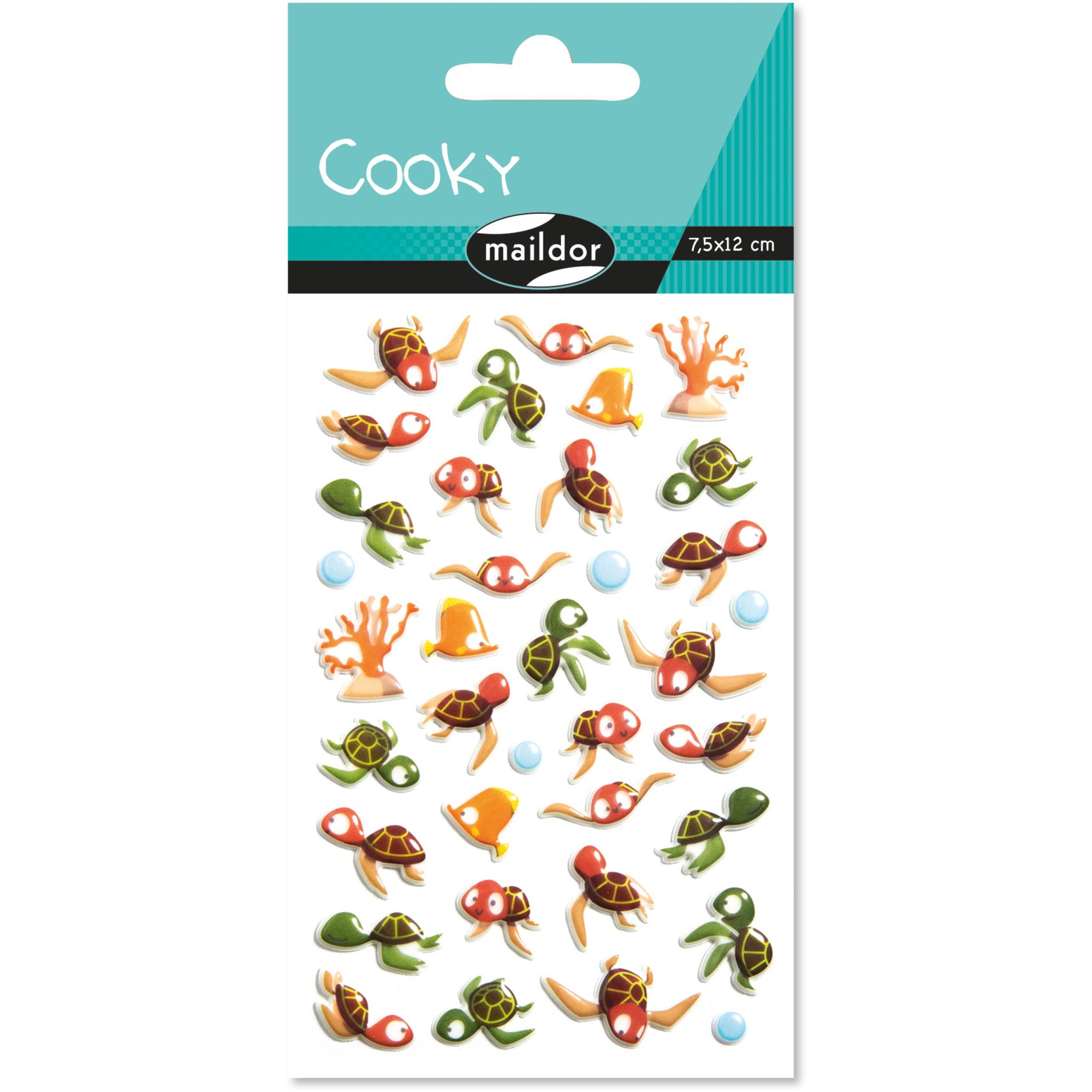 Maildor 10x Cooky, 1 Stickerbogen 7,5x12cm, Meeresschildkröten Mehrfarbig CY121C