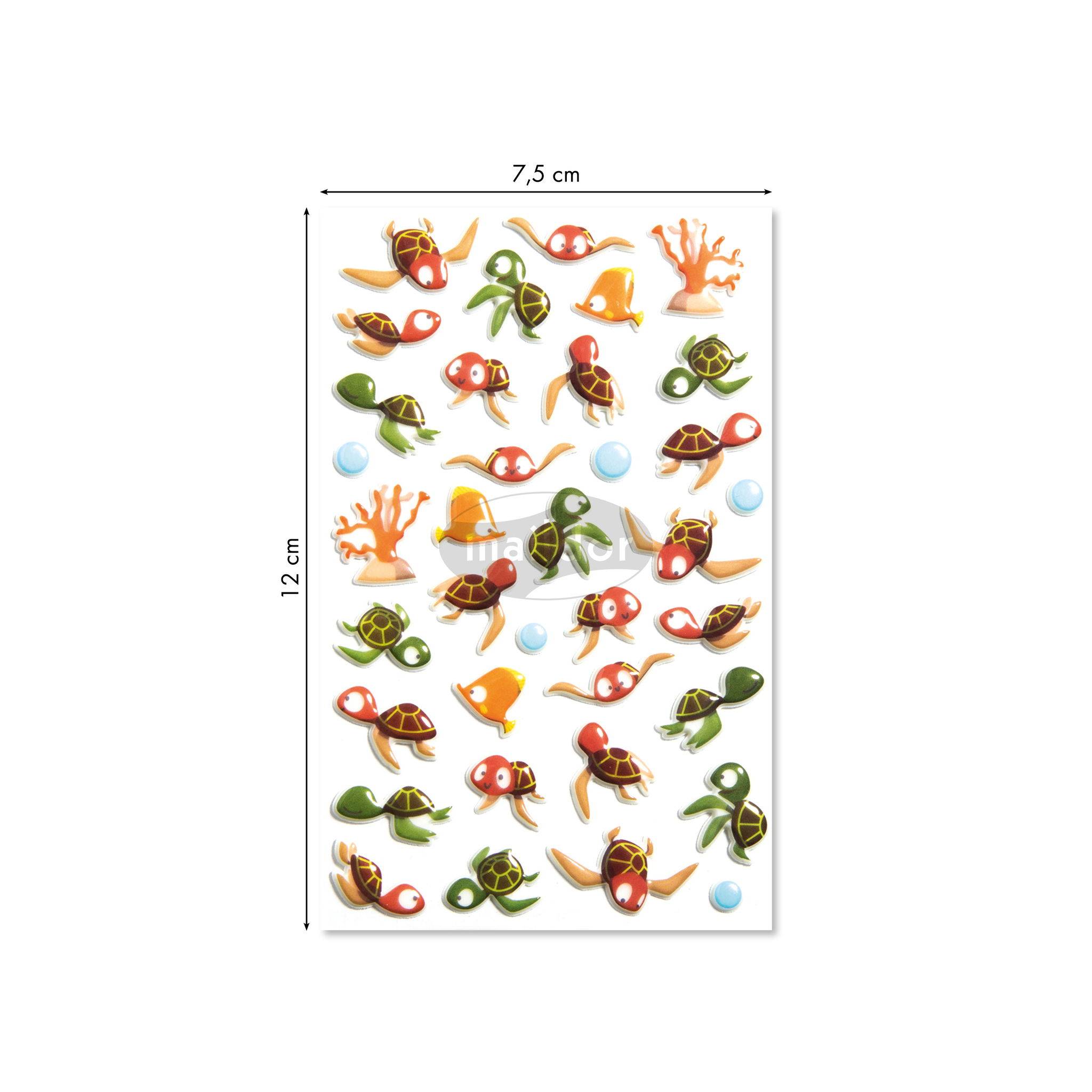 Maildor 10x Cooky, 1 Stickerbogen 7,5x12cm, Meeresschildkröten Mehrfarbig CY121C
