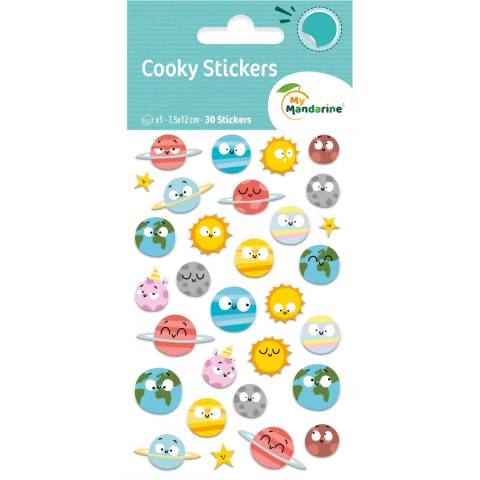 Maildor 10x Cooky, 1 Stickerbogen 7,5x12cm, Planeten - Mehrfarbig CY128C