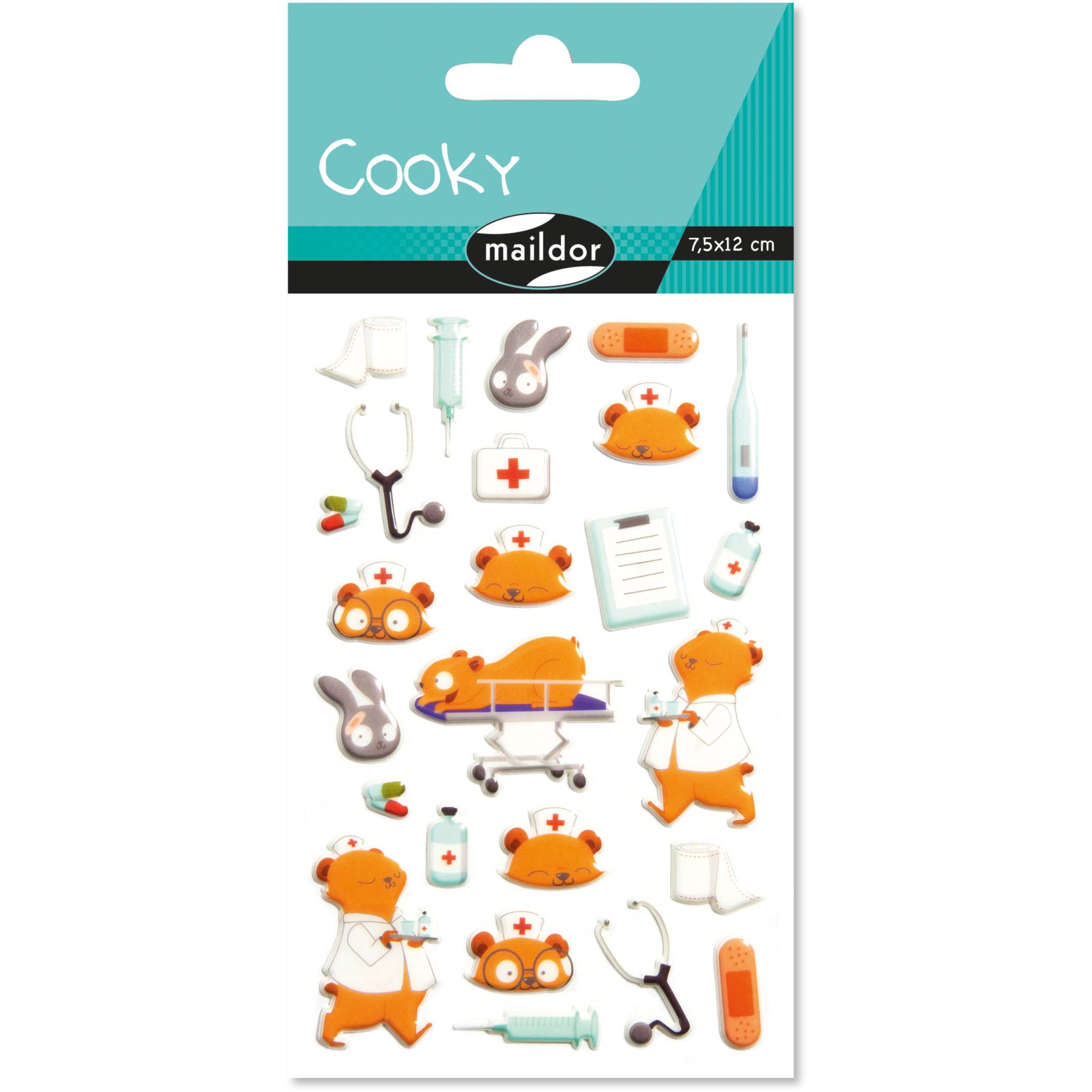 Maildor 10x Cooky, 1 Stickerbogen 7,5x12cm, Krankenhaus - Mehrfarbig CY127C