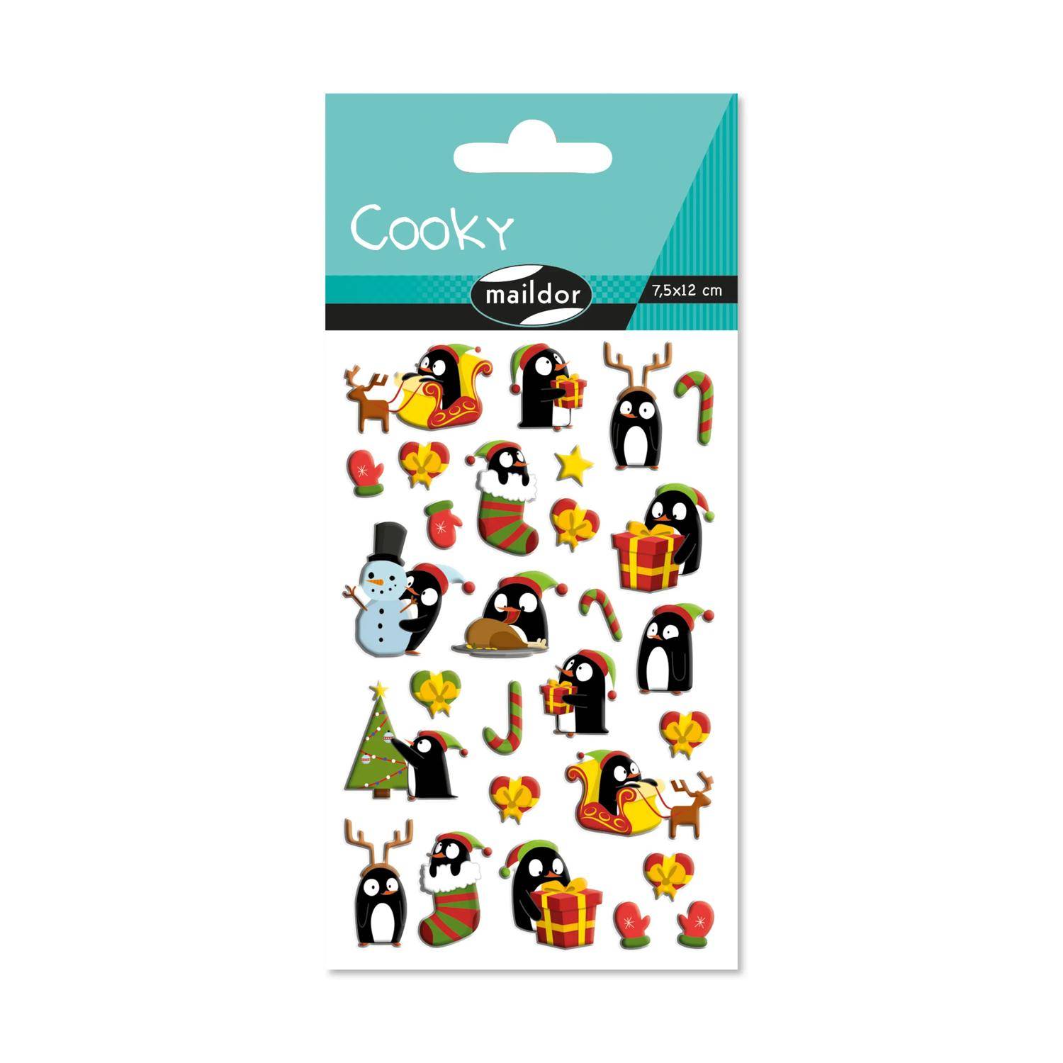 Maildor 10x Cooky, 1 Stickerbogen 7,5x12cm, Pinguine Mehrfarbig 560537O