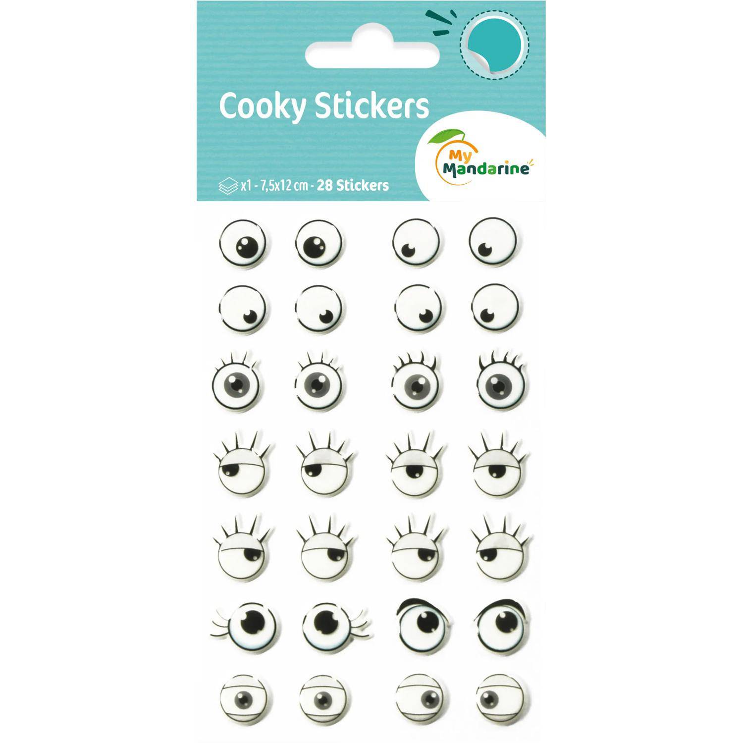 Maildor 10x Cooky, 1 Stickerbogen 7,5x12cm, Augen - Mehrfarbig 560539O