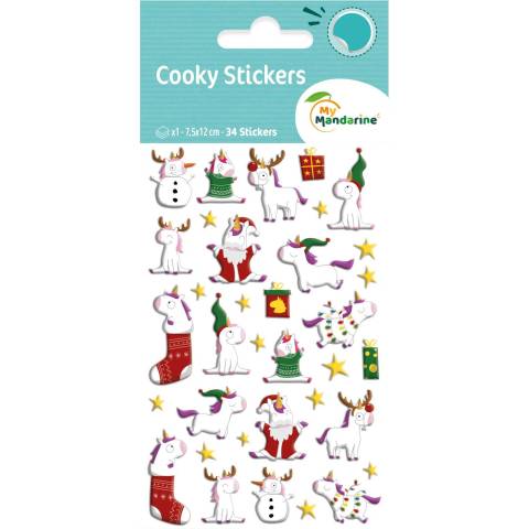 Maildor 10x Cooky, 1 Stickerbogen 7,5x12cm, Einhörner Mehrfarbig CY133C