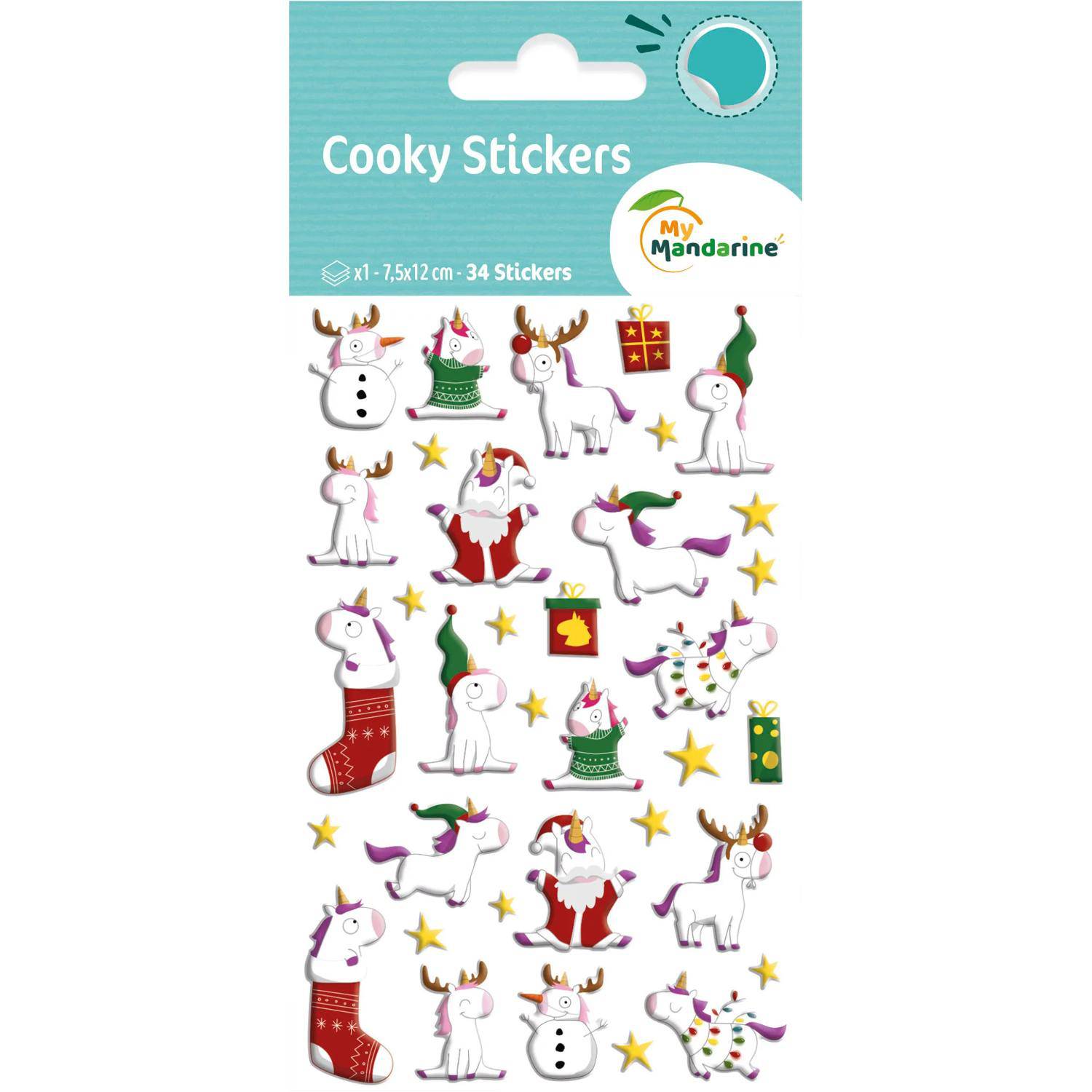 Maildor 10x Cooky, 1 Stickerbogen 7,5x12cm, Einhörner Mehrfarbig CY133C