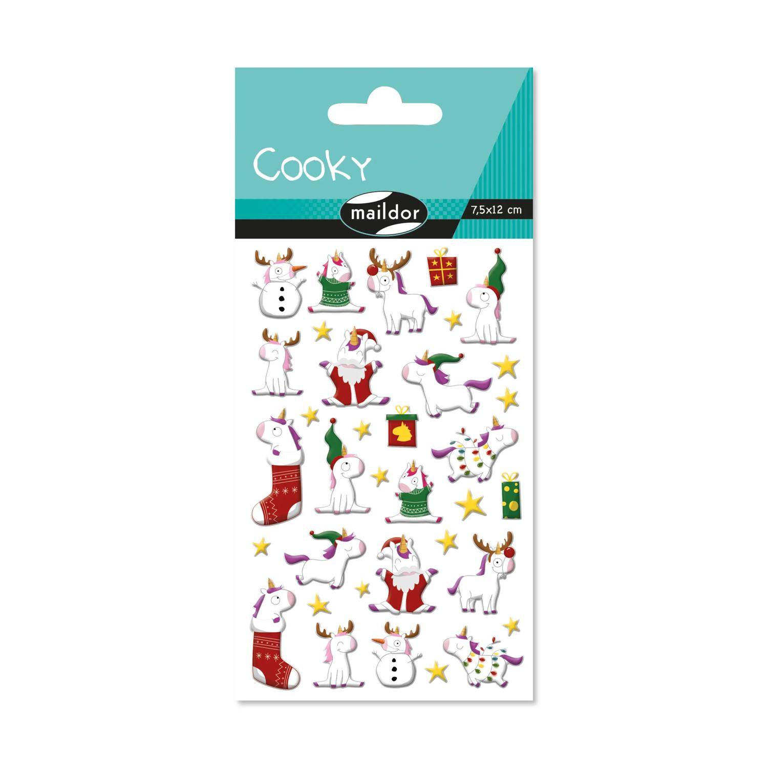 Maildor 10x Cooky, 1 Stickerbogen 7,5x12cm, Einhörner Mehrfarbig CY133C