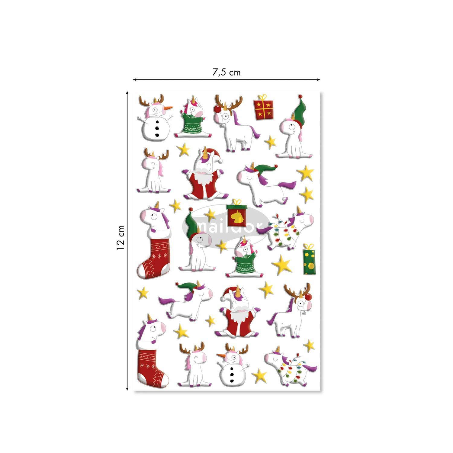 Maildor 10x Cooky, 1 Stickerbogen 7,5x12cm, Einhörner Mehrfarbig CY133C