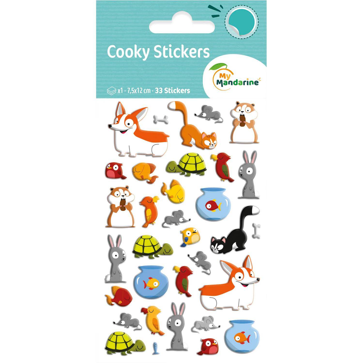 Maildor 10x Cooky, 1 Stickerbogen 7,5x12cm, Haustiere - Mehrfarbig CY130C