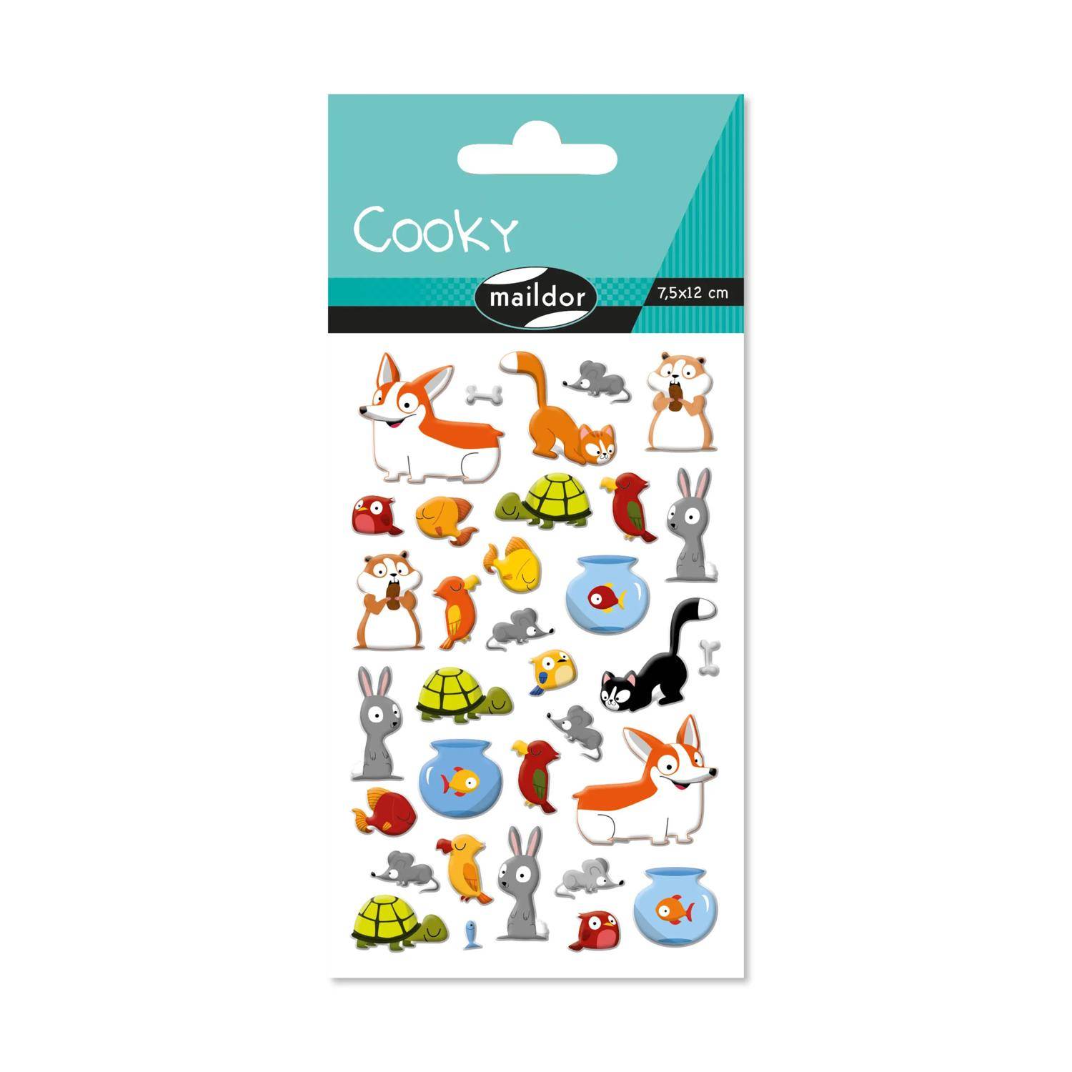Maildor 10x Cooky, 1 Stickerbogen 7,5x12cm, Haustiere - Mehrfarbig CY130C