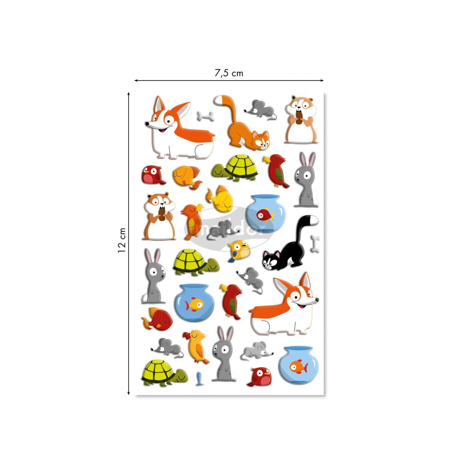 Maildor 10x Cooky, 1 Stickerbogen 7,5x12cm, Haustiere - Mehrfarbig CY130C