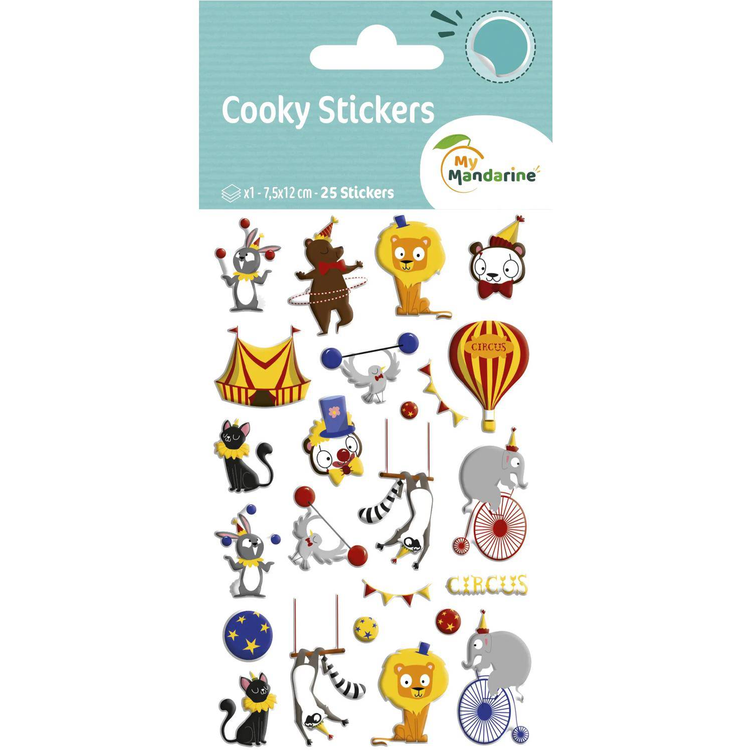 Maildor 10x Cooky, 1 Stickerbogen 7,5x12cm, Zirkus - Mehrfarbig CY139C