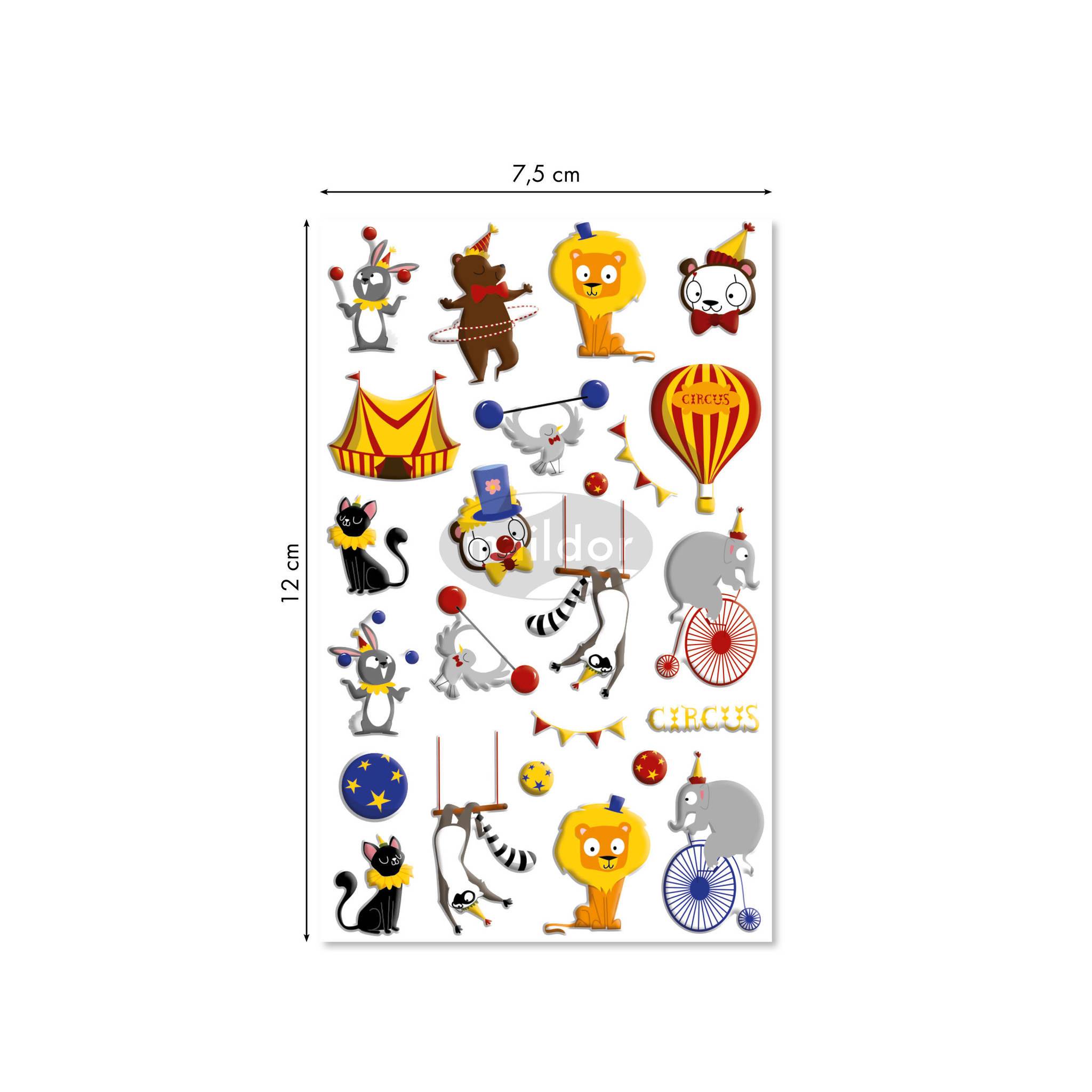 Maildor 10x Cooky, 1 Stickerbogen 7,5x12cm, Zirkus - Mehrfarbig CY139C