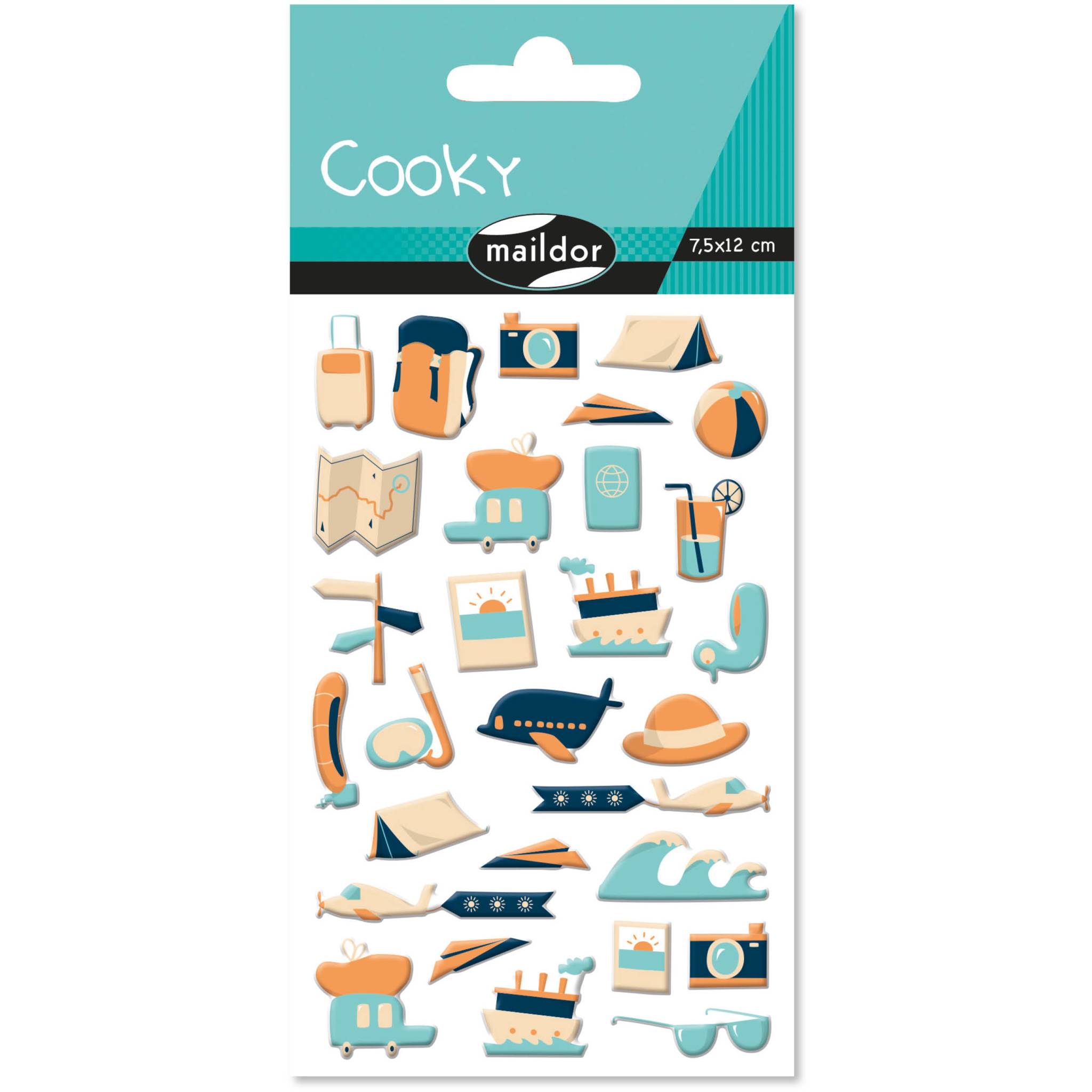 Maildor 10x Cooky, 1 Stickerbogen 7,5x12cm, Reisen/Weltreise - Mehrfarbig CY138C
